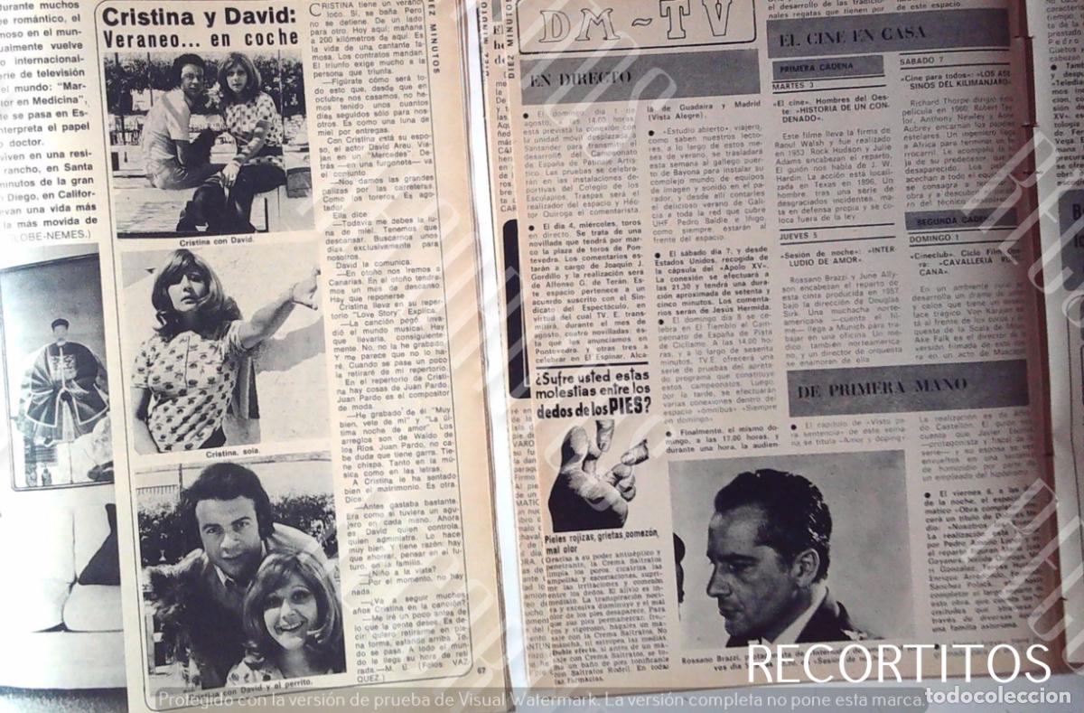 Sammeln von Zeitschriften und Zeitungen: ROSSANO BRAZZI BRAZI ROSSANNO CRISTINA Y LOS STOP
