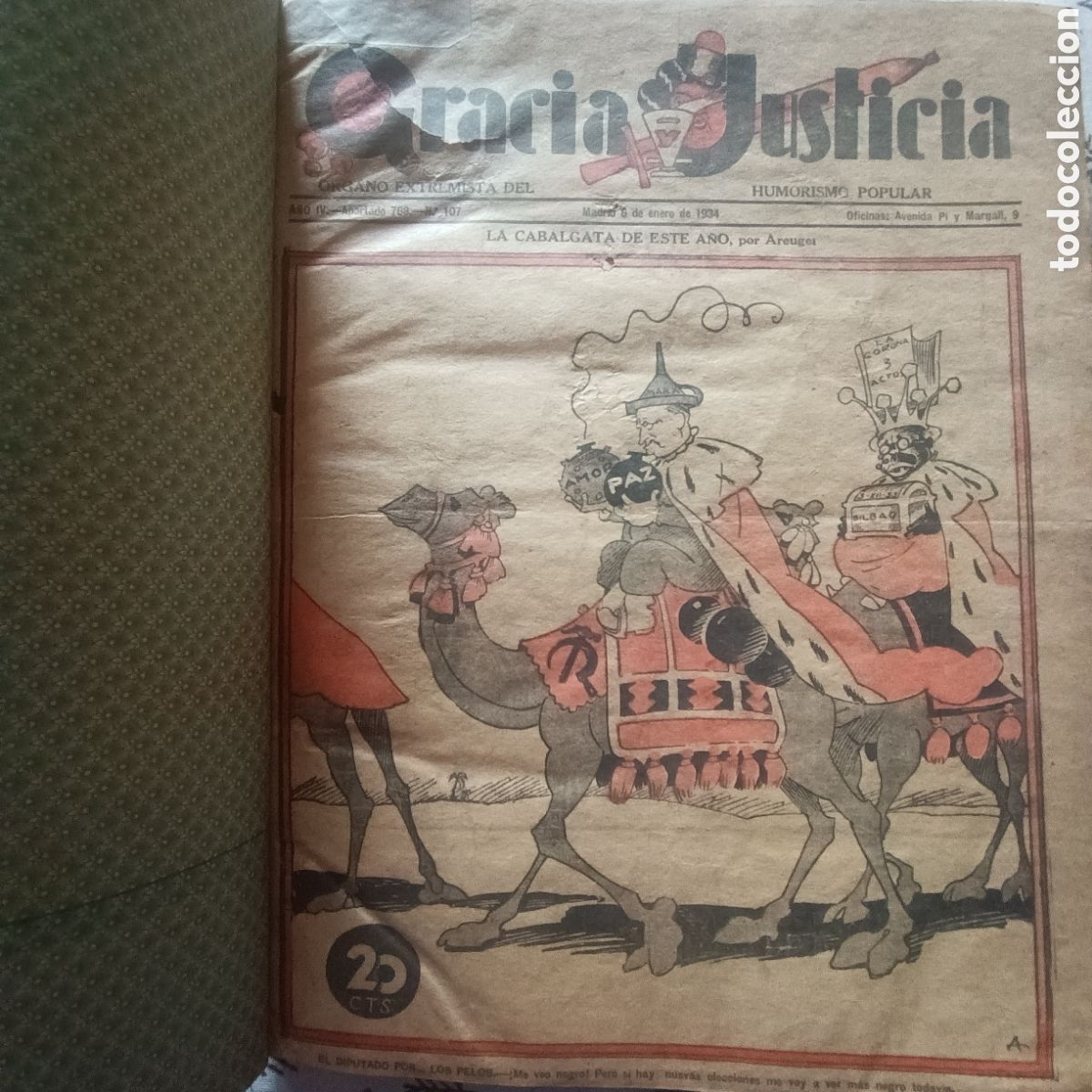 Coleccionismo de Revistas y Peri&oacute;dicos: .- REVISTA DE HUMOR POL&Iacute;TICO GRACIA Y JUSTICIA desde el N&ordm;1 - 6/1/1934 a 6/4/1935