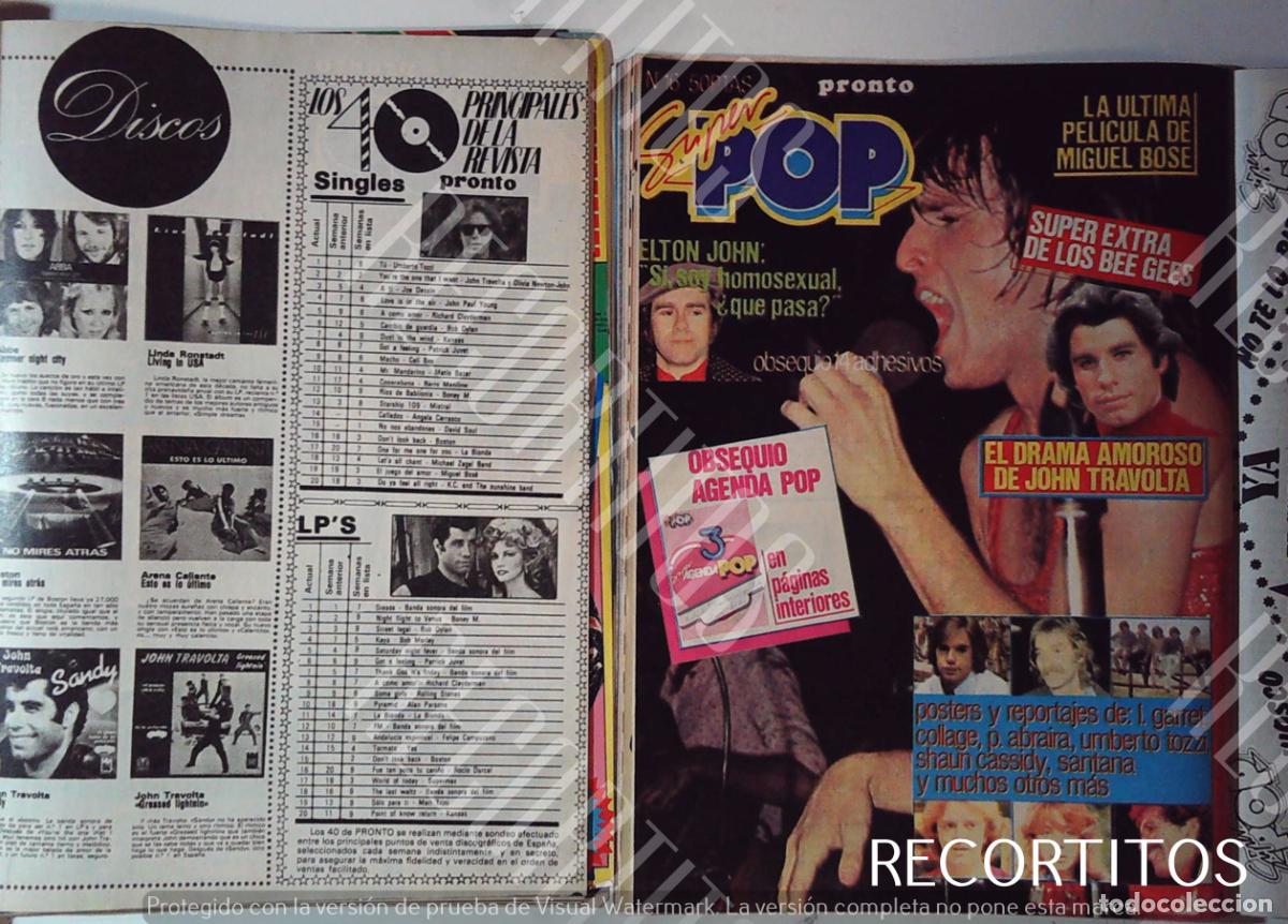 Coleccionismo de Revistas y Peri&oacute;dicos: ABBA UMBERTO TOZZI OLIVIA NEWTON JOHN TRAVOLTA MIGUEL BOSE ARENA CALIENTE COLLAGE PABLO ABRAIRA SHAU