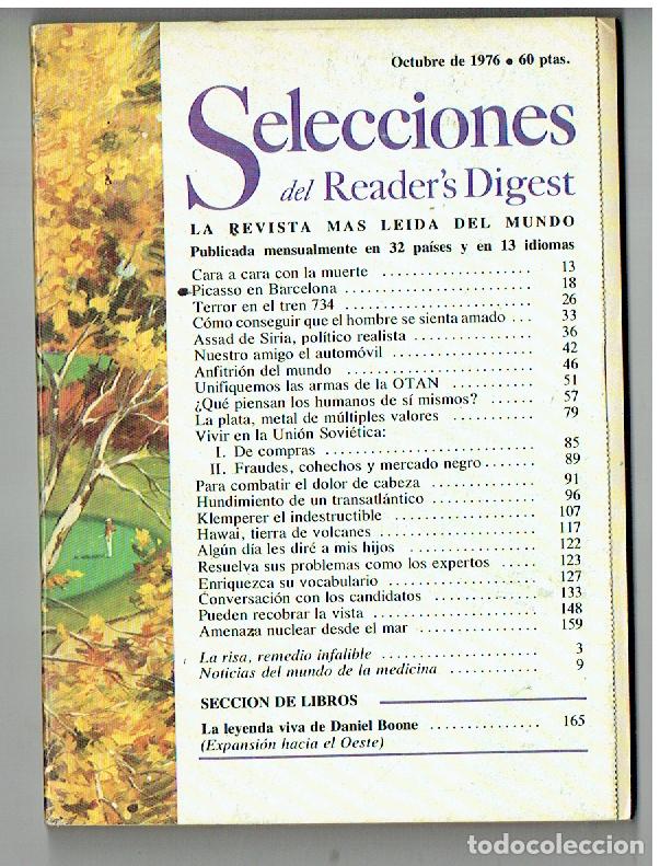 Coleccionismo de Revistas y Peri&oacute;dicos: SELECCIONES DEL READER&acute;S DIGEST. N&ordm; 431. PICASSO EN BARCELONA. OCTUBRE 1976.(ST/L3)