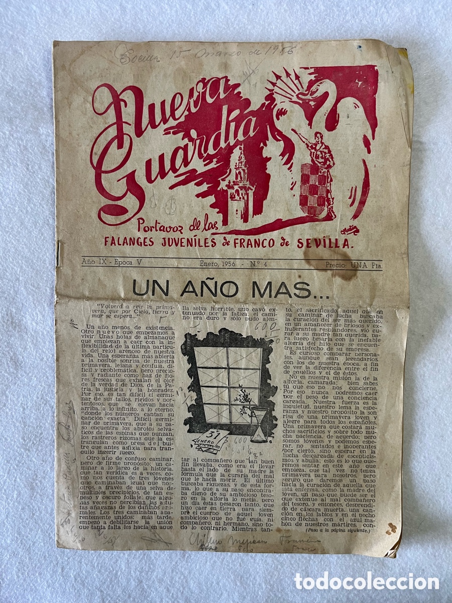 Collectionnisme de Revues et Journaux: DOCUMENTO / REVISTA NUEVA GUARDIA / PORTAVOZ DE LAS FALANGES JUVENILES DE FRANCO EN SEVILLA