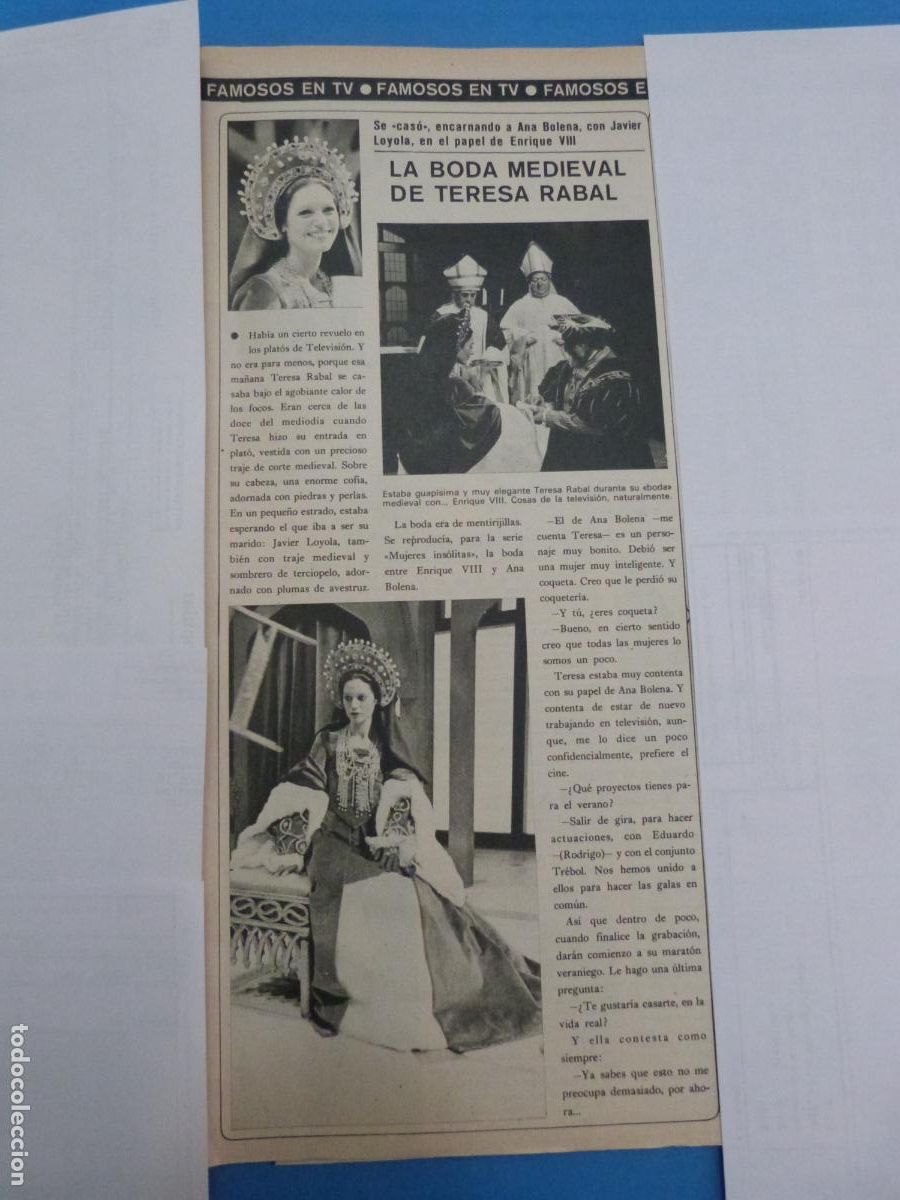 Coleccionismo de Revistas y Peri&oacute;dicos: RECORTE CLIPPING TERESA RABAL REVISTA SEMANA N&ordm; 1896 PAG. 15