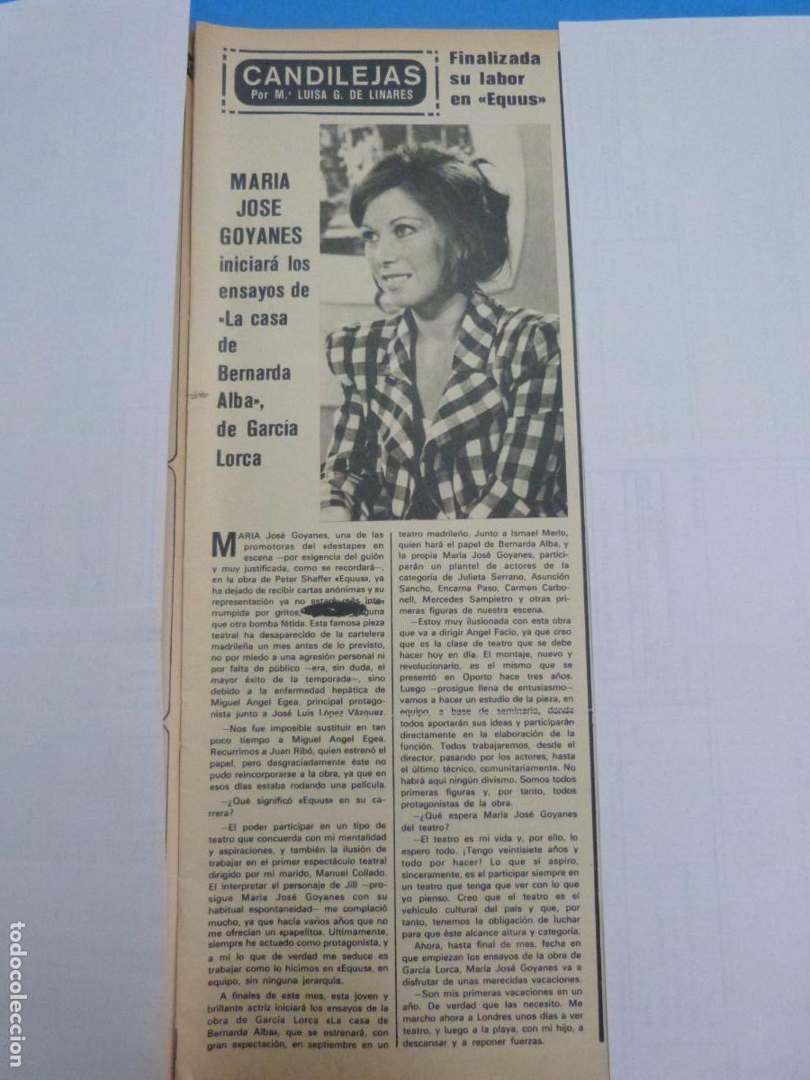 Coleccionismo de Revistas y Peri&oacute;dicos: RECORTE CLIPPING MARIA JOSE GOYANES REVISTA SEMANA N&ordm; 1896 PAG. 17