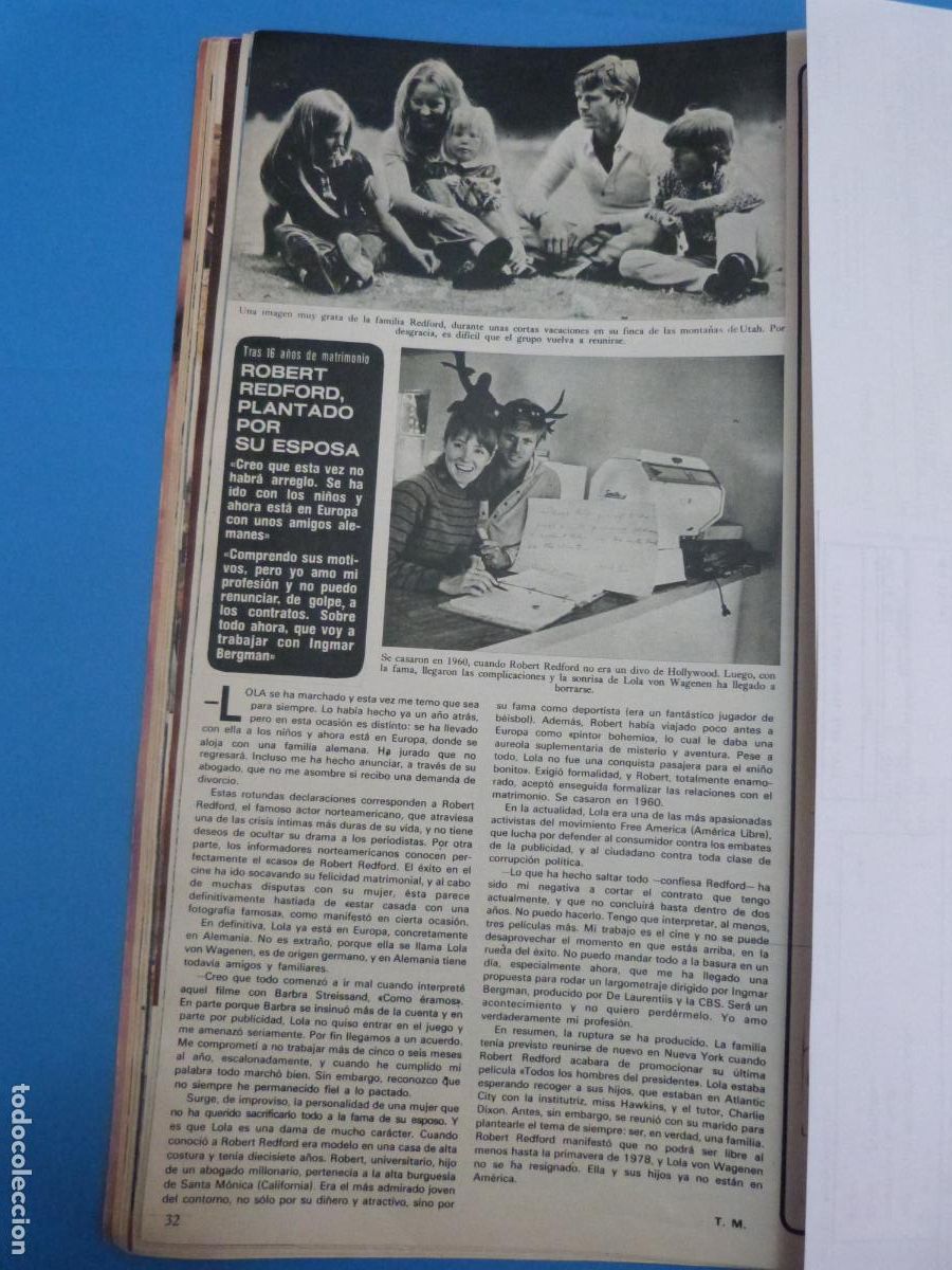 Coleccionismo de Revistas y Peri&oacute;dicos: RECORTE CLIPPING ROBERT REDFORD REVISTA SEMANA N&ordm; 1896 PAG. 32