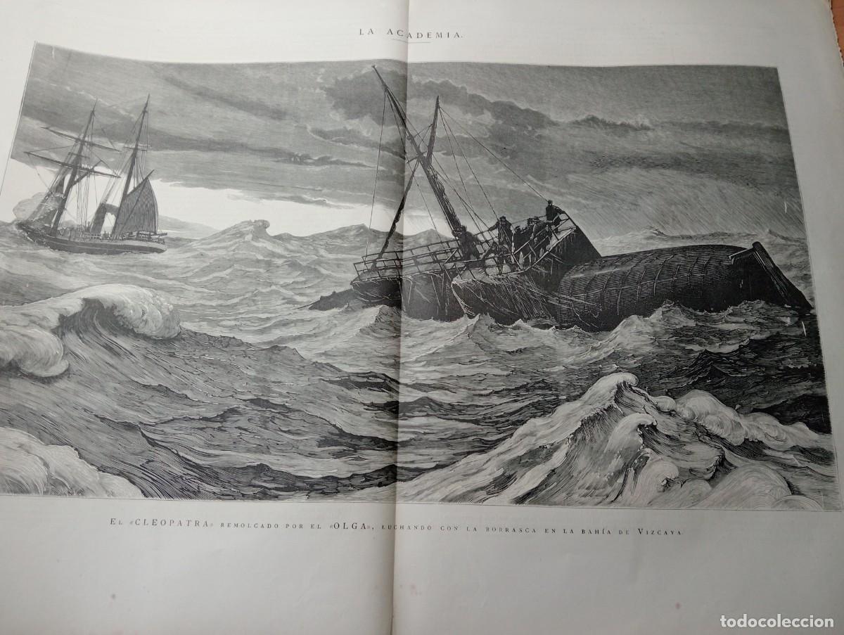 Coleccionismo de Revistas y Peri&oacute;dicos: REVISTA A&Ntilde;O 1877 ILUSTRACION DE UN NAUFRAGIO BARCOS CLEOPATRA OLGA EN BAHIA DE VIZCAYA