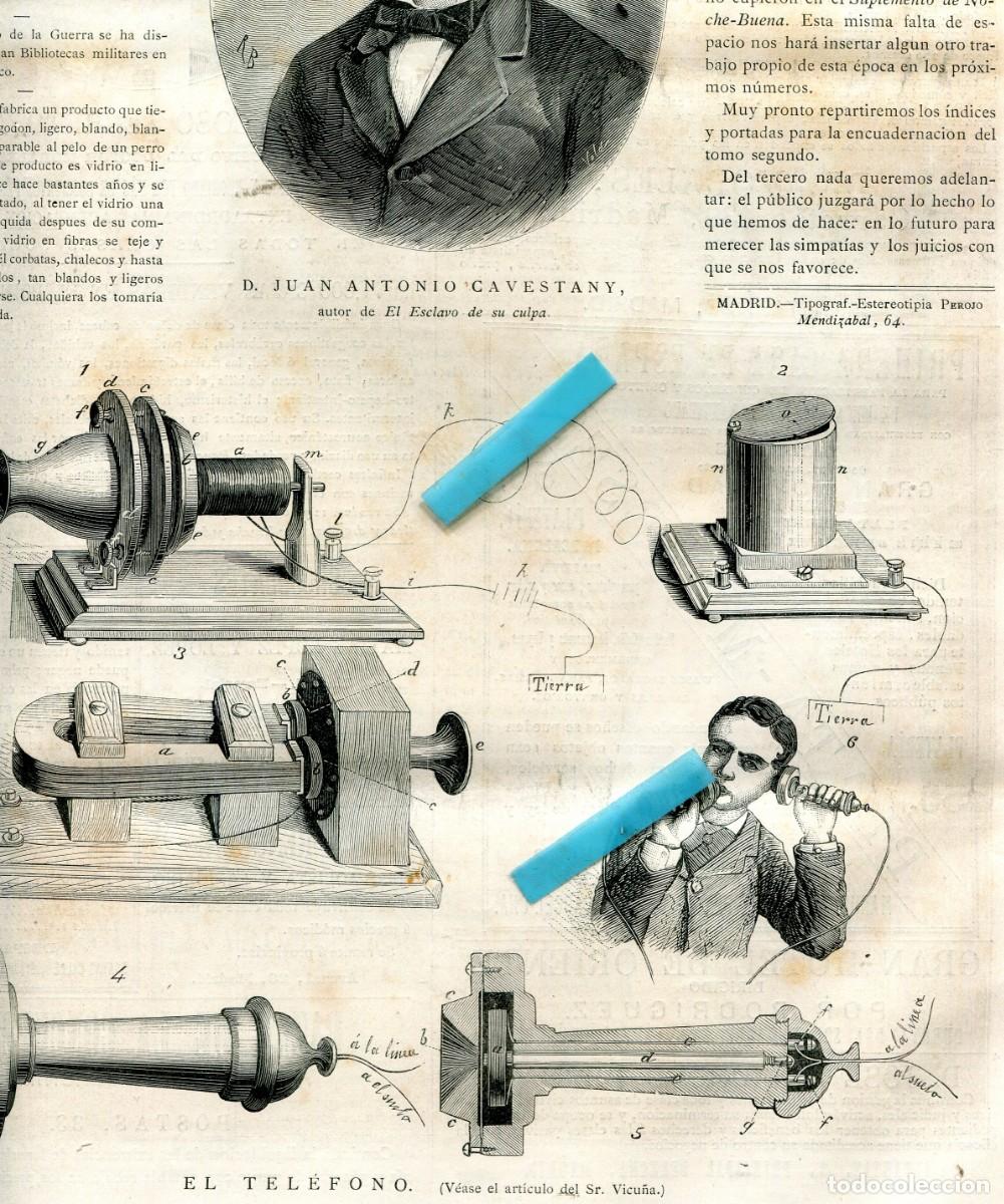 Collezionismo di Riviste e Giornali: REVISTA A&Ntilde;O 1877 VICTOR BALAGUER EN CATALA TELEFONO ELECTRICO GRAHAM BELL JUAN ANTONIO CAVESTANY
