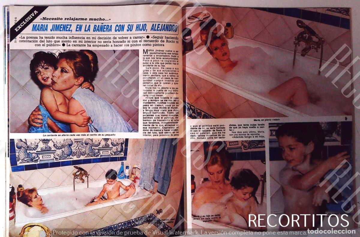 Coleccionismo de Revistas y Peri&oacute;dicos: MARIA JIMENEZ EL BA&Ntilde;O CON SU HIJO ALEJANDRO