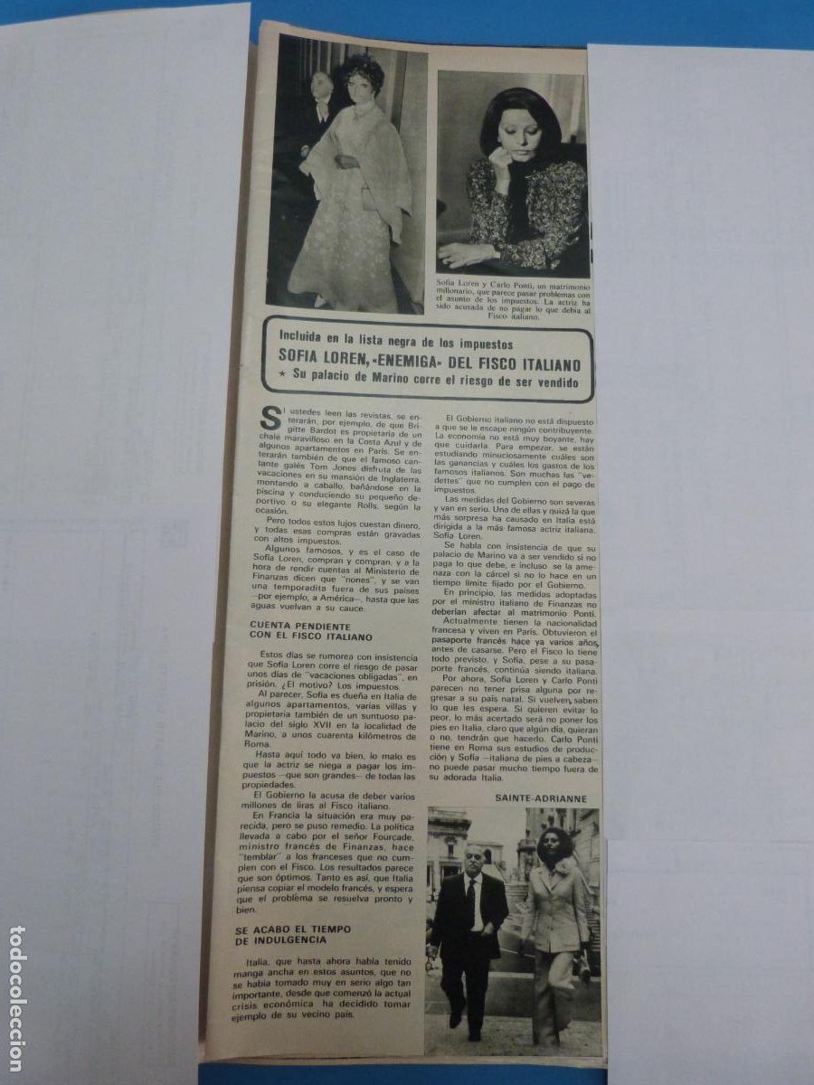 Coleccionismo de Revistas y Peri&oacute;dicos: RECORTE CLIPPING SOFIA LOREN REVISTA SEMANA N&ordm; 1888 PAG. 37