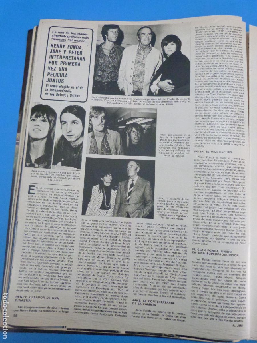 Coleccionismo de Revistas y Peri&oacute;dicos: RECORTE CLIPPING HENRY FONDA Y FAMILIA REVISTA SEMANA N&ordm; 1888 PAG. 56