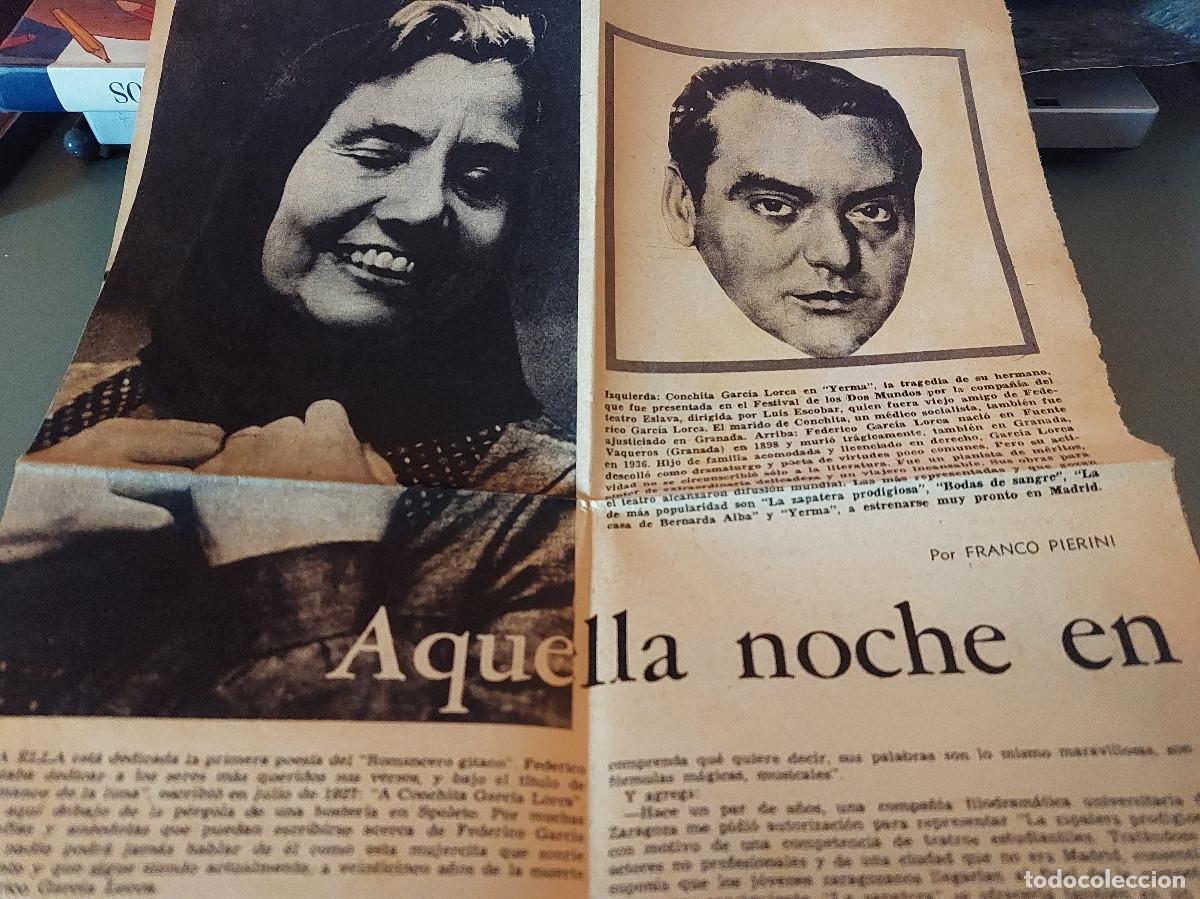 Coleccionismo de Revistas y Peri&oacute;dicos: FEDERICO GARCIA LORCA. AQUELLA NOCHE EN GRANADA. RECORTE DE PRENSA. 2 P&Aacute;GINAS. C-16