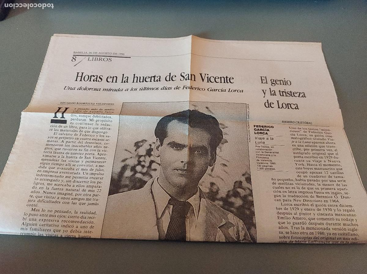 Coleccionismo de Revistas y Peri&oacute;dicos: FEDERICO GARCIA LORCA. HORAS EN LA HUERTA DE SAN VICENTE. 1 P&Aacute;GINAS. C-16