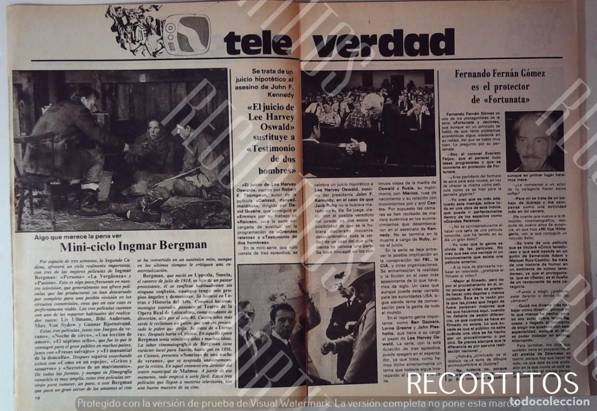 Coleccionismo de Revistas y Peri&oacute;dicos: INGMAR BERGMAN LEE HARVEY OSWALD FERNANDO FERNAN GOMEZ