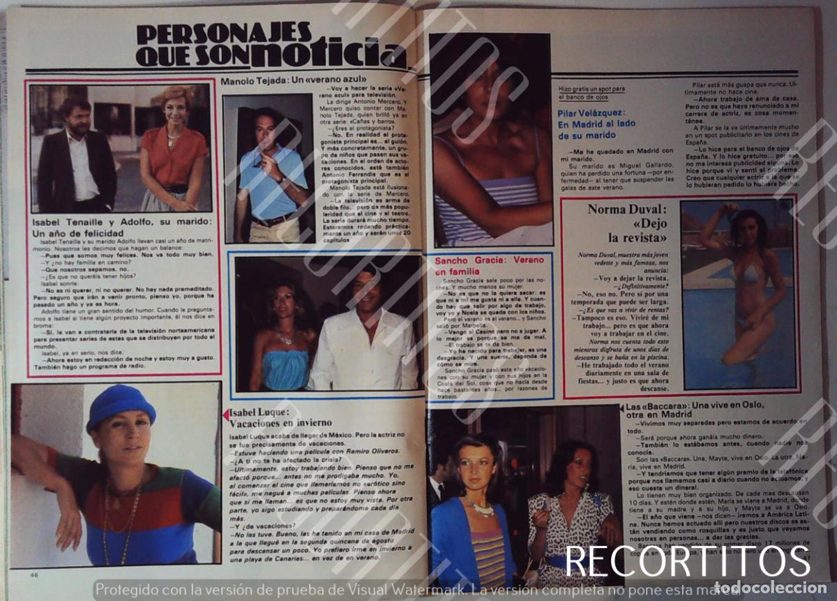 Coleccionismo de Revistas y Peri&oacute;dicos: LAS BACCARA BACCARAS NORMA DUVAL PILAR VELAZQUEZ SANCHO GRACIA MANOLO TEJADA ISABEL LUQUE TENAILLE