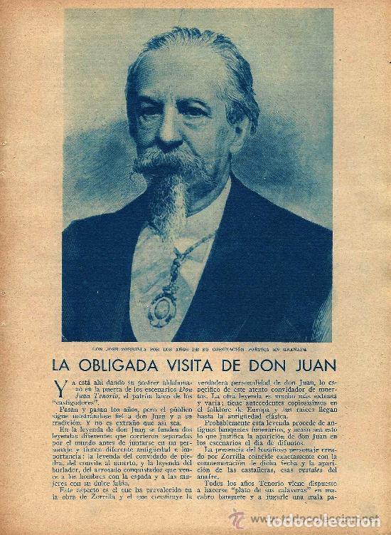 Coleccionismo de Revistas y Peri&oacute;dicos: * TEATRO * ZORRILLA * La obligada visita de Don Juan [Tenorio ]-1933