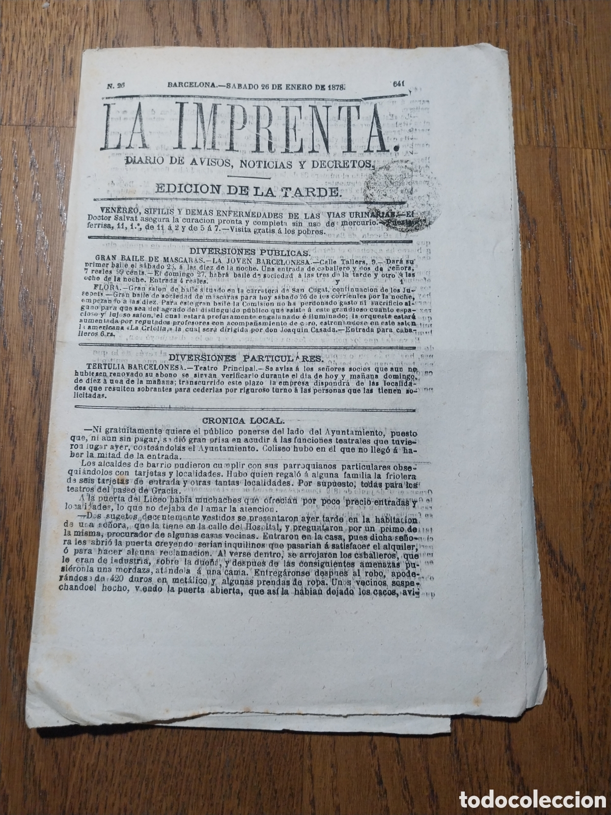 Collectionnisme de Revues et Journaux: LA IMPRENTA 1878 MUERTE DEL PINTOR GUSTAVO COURBET. CEREMONIA BODA ALFONSO XII Y MERCEDES DE ORLEANS