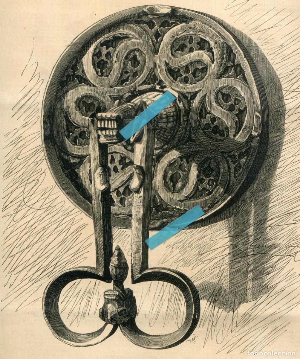 Collection Magazines and Newspapers: REVISTA A&Ntilde;O 1879 HIERRO FORJADO FORJA PICAPORTE DEL PALACIO DE MOSSEN SORELL EN VALENCIA LLAMADOR