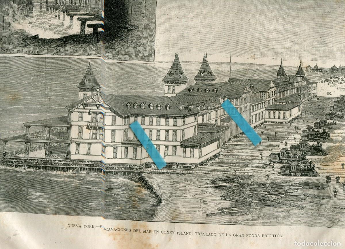 Coleccionismo de revistas y peri&oacute;dicos: REVISTA A&Ntilde;O 1885 USA TRASLADO EN TREN FERROCARRIL DE LA GRAN FONDA BRIGHTON EN CONEY ISLAND NEW YORK