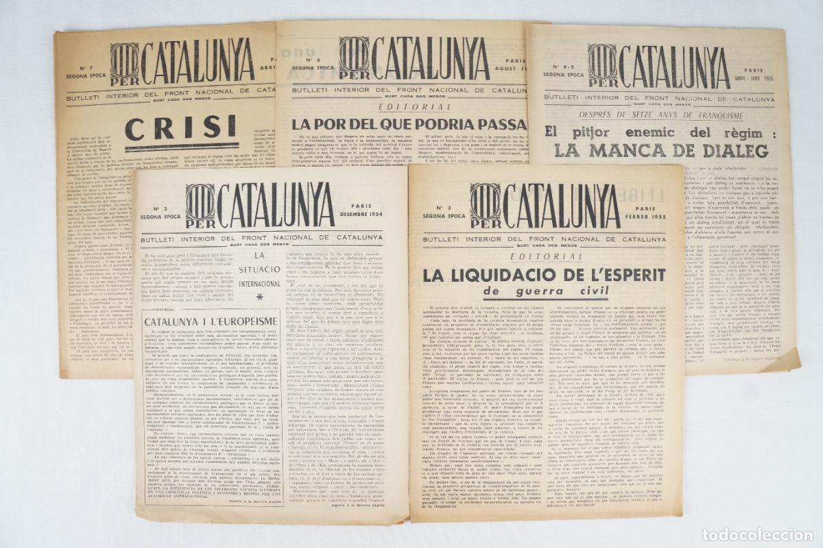 Coleccionismo de revistas y peri&oacute;dicos: Conjunto de 5 n&uacute;meros &rdquo;Per Catalunya, Butllet&iacute; Interior del Front Nacional de Catalunya&rdquo; -1954/56