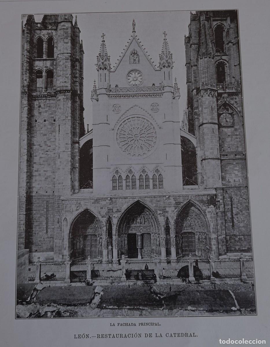 Coleccionismo de Revistas y Peri&oacute;dicos: LEON - RESTAURACI&Oacute;N DE LA CATEDRAL - OCHO HOJAS PUBLICACION 1900