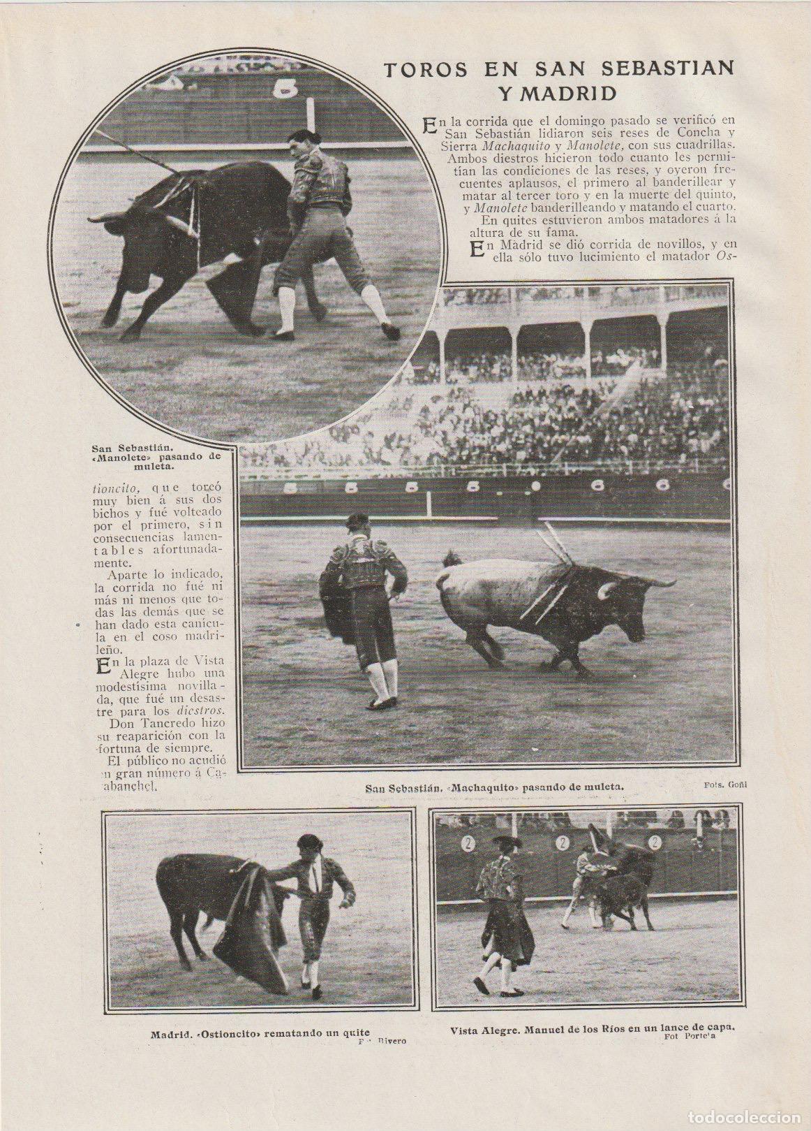 Coleccionismo de Revistas y Peri&oacute;dicos: * TOROS Y TOREROS * Manolete, Machaquito, Ostioncito y Manuel de los R&iacute;os -1910
