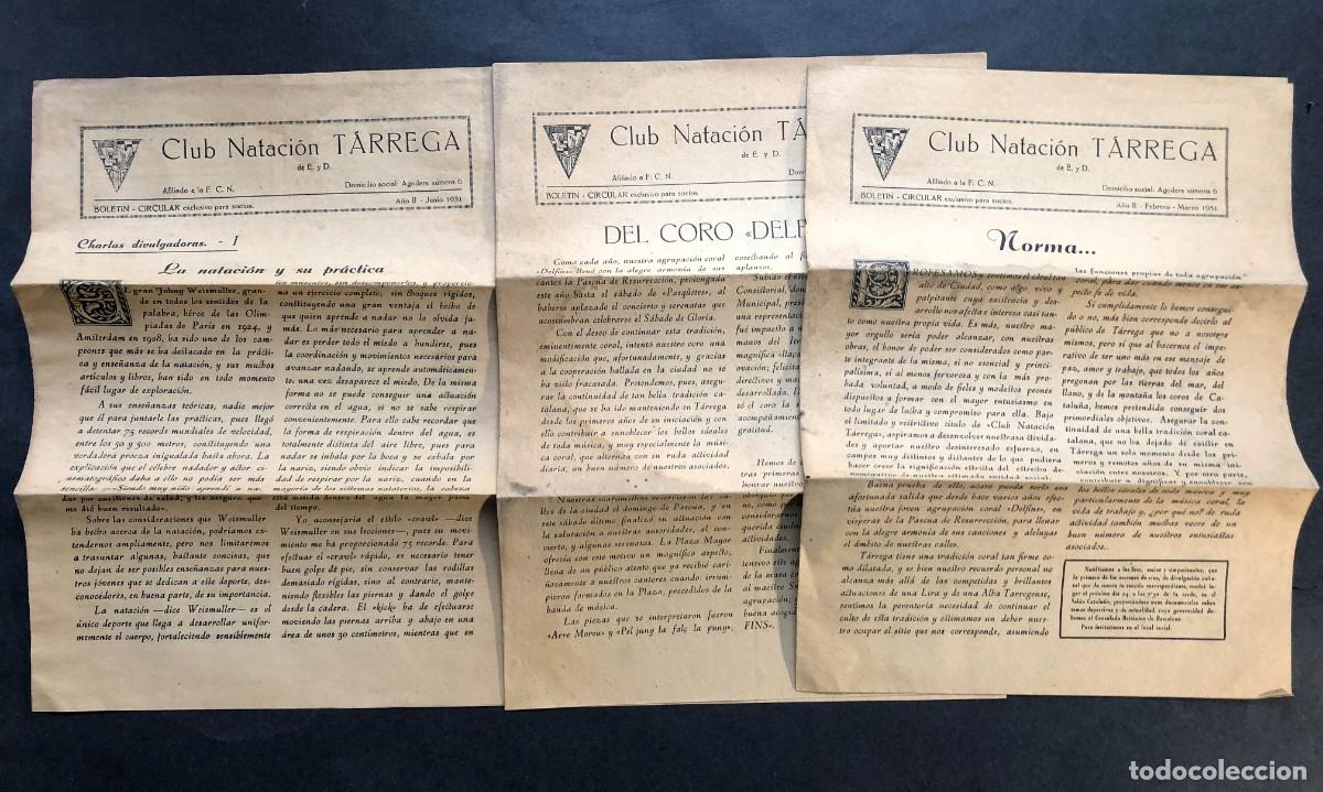 Coleccionismo de Revistas y Peri&oacute;dicos: CLUB NATACI&Oacute;N T&Aacute;RREGA / BOLET&Iacute;N CIRCULAR A&Ntilde;O 1951 ( 3 EJEMPLARES ) LLEIDA