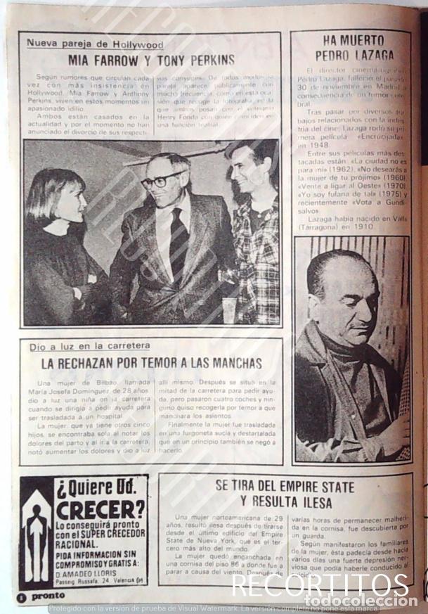 Coleccionismo de Revistas y Peri&oacute;dicos: ANTHONY PERKINS TONY HENRY FONDA MIA FARROW PEDRO LAZAGA MUERTE