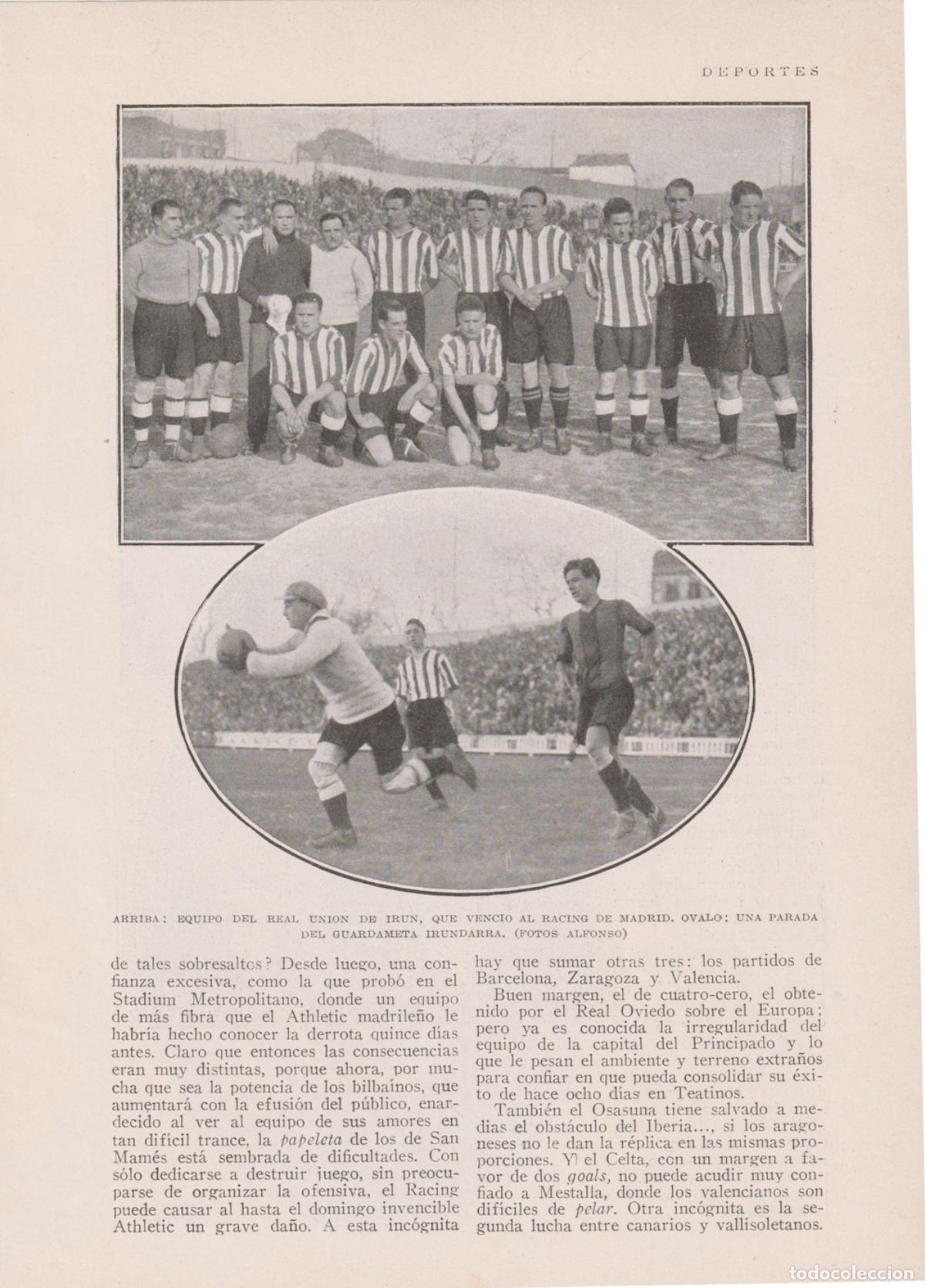 Coleccionismo de revistas y peri&oacute;dicos: * DEPORTES * F&uacute;tbol: Patria, Real Madrid, Real Uni&oacute;n de Ir&uacute;n, Racing Madrid; Fernando G&aacute;ndara- 1930