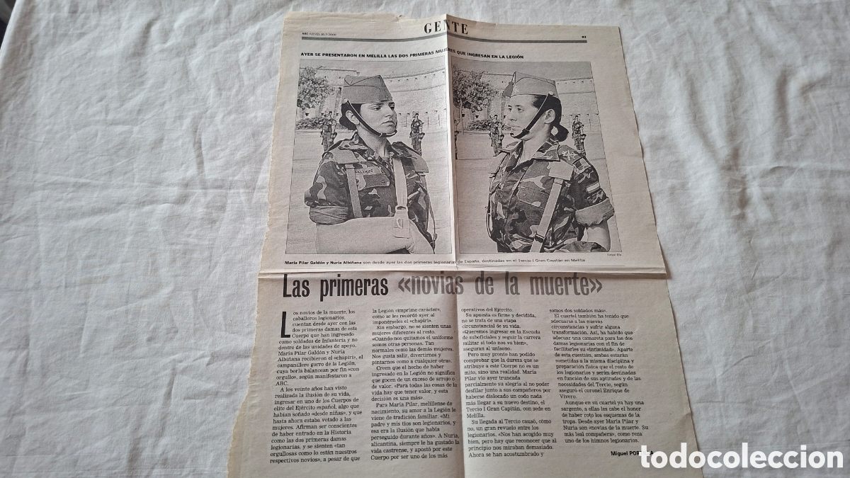 Coleccionismo de Revistas y Peri&oacute;dicos: LAS PRIMERAS NOVIAS DE LA MUERTE. Recorte prensa ABC 2000. LEGION LEGIONARIAS