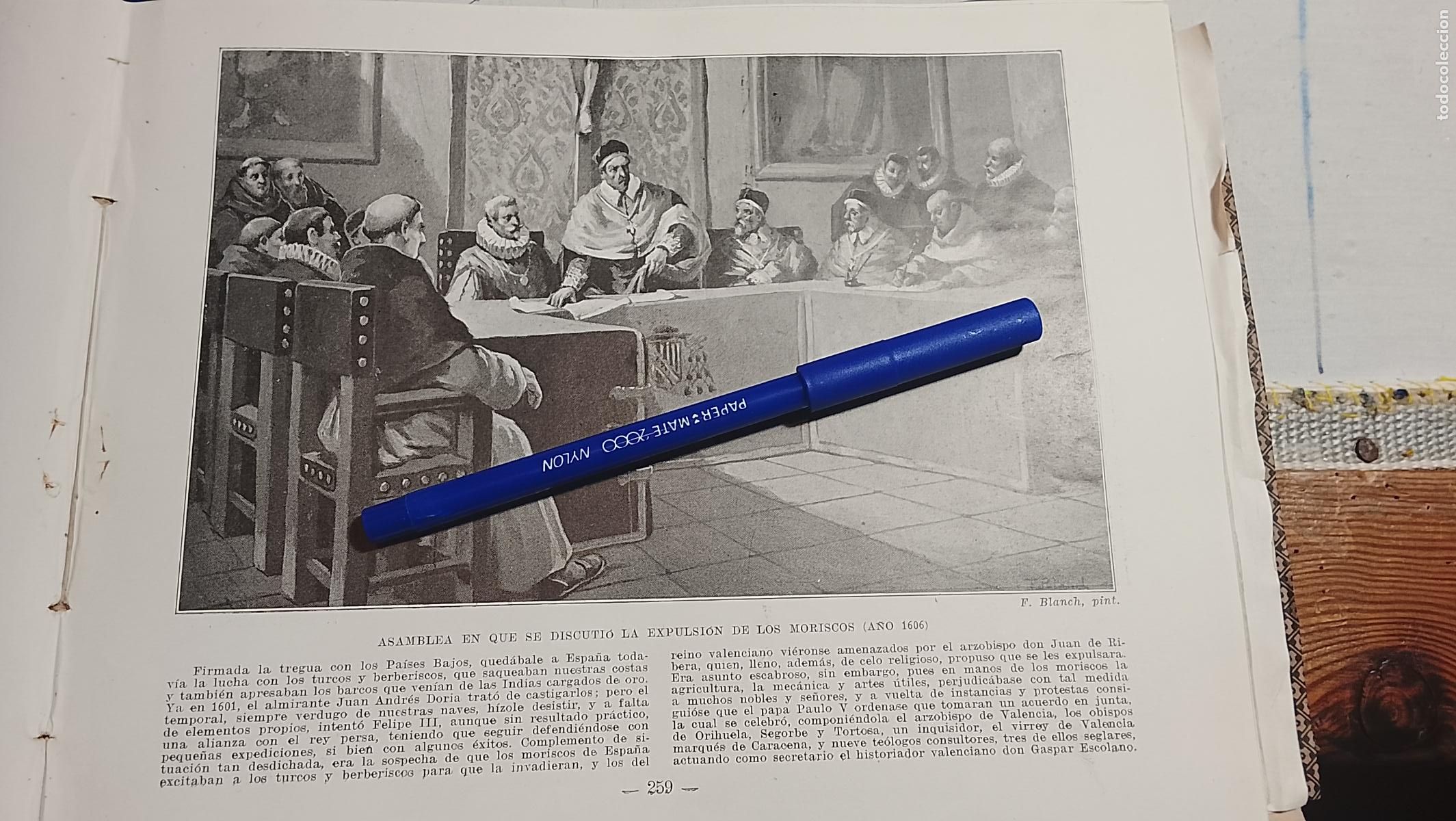 Coleccionismo de revistas y peri&oacute;dicos: hoja libro 1909 - ASAMBLEA EN LA QUE SE DISCUTIO LA EXPULSION DE LOS MORISCOS EN EL A&Ntilde;O 1606