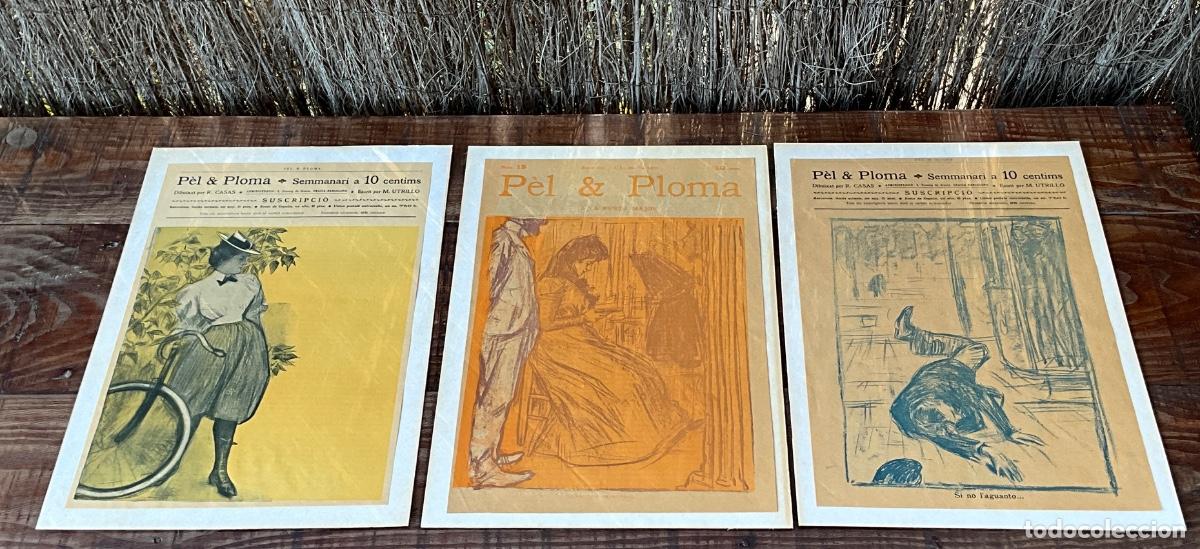 Coleccionismo de Revistas y Peri&oacute;dicos: REVISTA PEL & PLOMA - 3 PORTADAS - REVISTA N&ordm; 19 Y DIBUJOS DE LA REVISTA - SON ORIGINALES - UNA HOJA