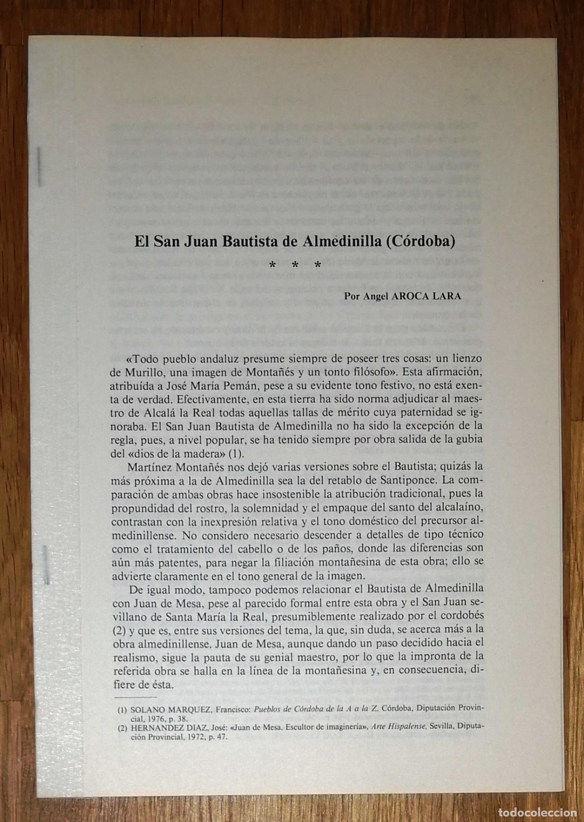 Coleccionismo de Revistas y Peri&oacute;dicos: SEPARATA. EL SAN JUAN BAUTISTA DE ALMEDINILLA (C&Oacute;RDOBA) / &Aacute;ngel Aroca Lara. - Real Academia C&oacute;rdoba