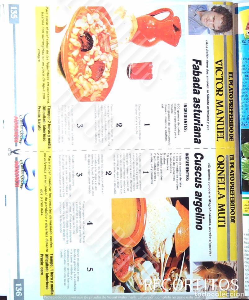 Coleccionismo de Revistas y Peri&oacute;dicos: LAS RECETAS DE LOS FAMOSOS VICTORIA VERA FRANCIS MATHEWS ORNELLA MUTI VICTOR MANUEL