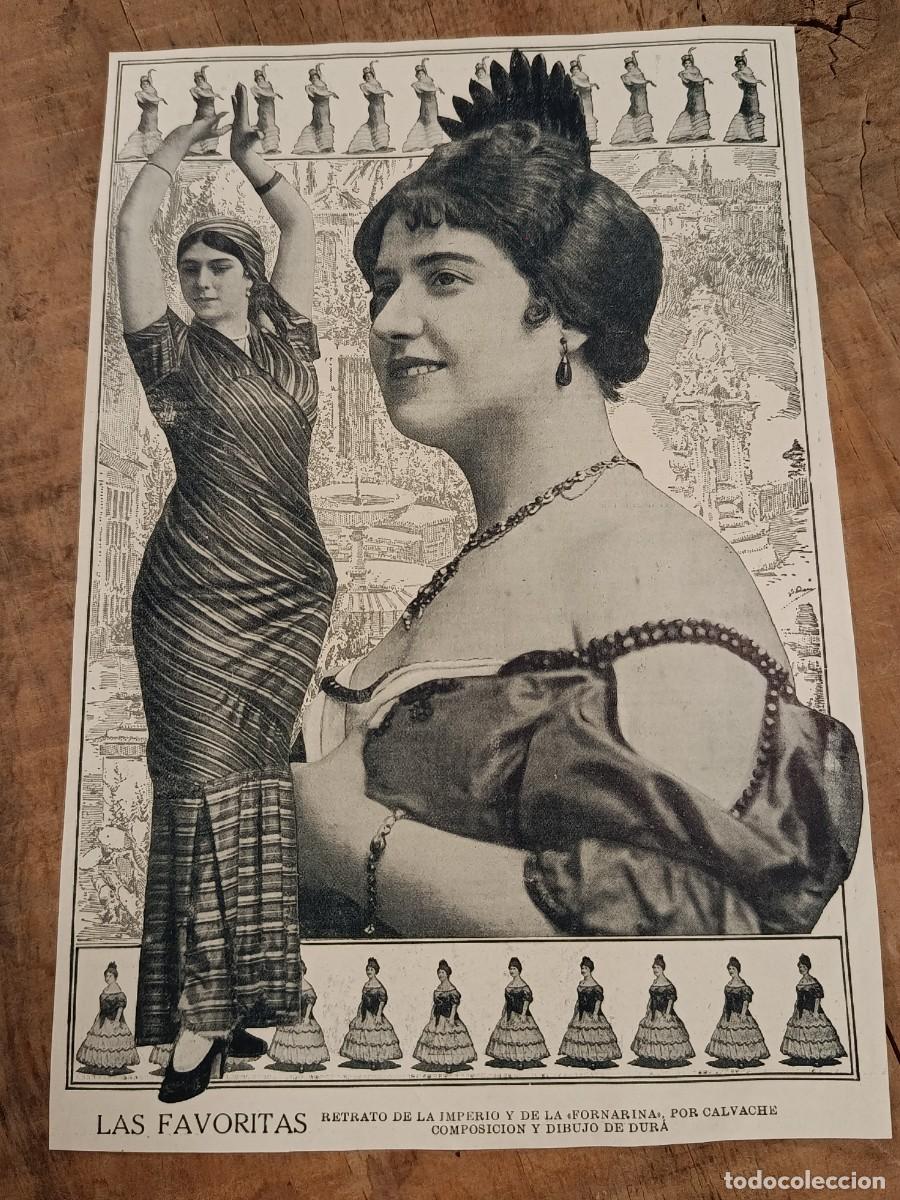 Coleccionismo de Revistas y Peri&oacute;dicos: Hoja de revista Blanco y Negro original circa 1913. Retrato Imperio Argentina y La Fornarina