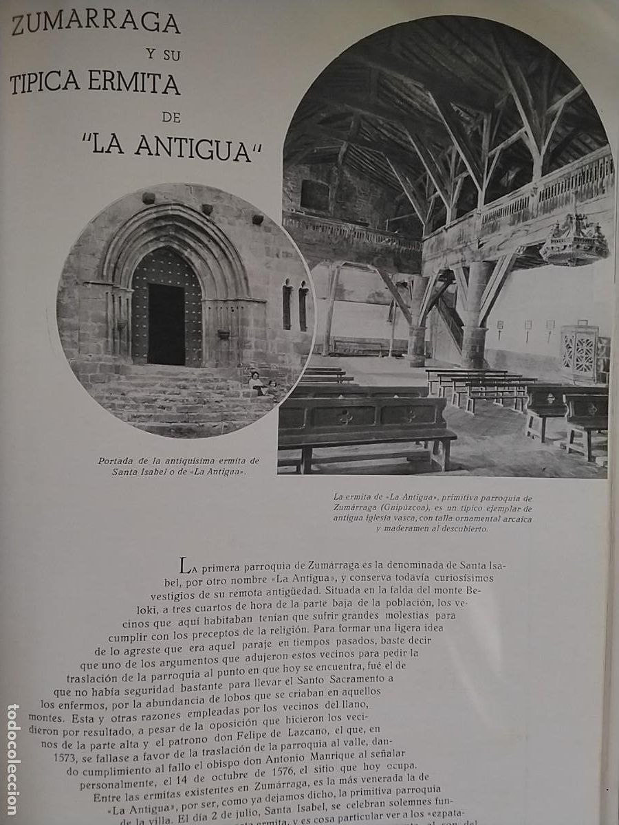 Coleccionismo de Revistas y Peri&oacute;dicos: ZUMARRAGA Y SU TIPICA ERMITA DE LA ANTIGUA 3 HOJAS A&Ntilde;O 1936