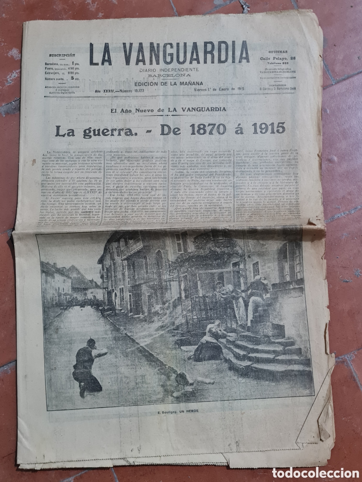 Collezionismo di Riviste e Giornali: LA VANGUARDIA Viernes 1&deg; de Enero de 1915
