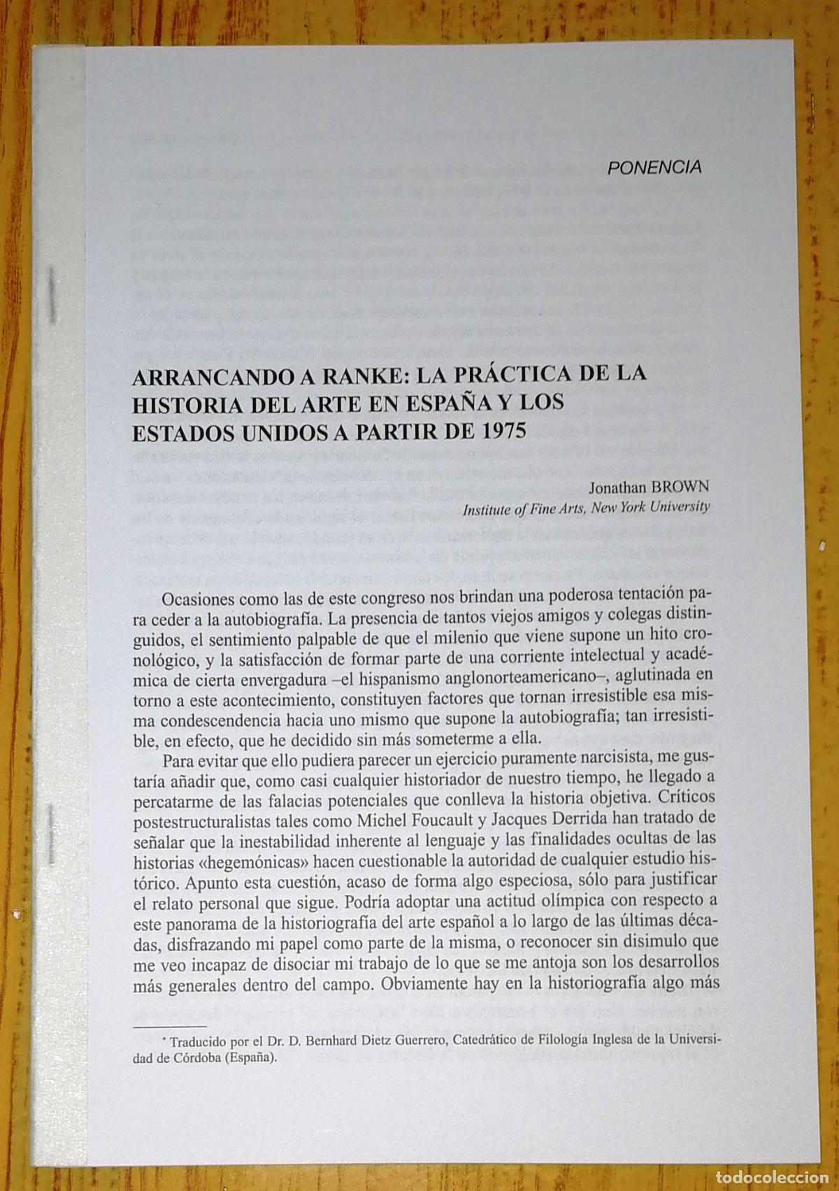 Collection Magazines and Newspapers: SEPARATA. ARRANCANDO A RANKE: PR&Aacute;CTICA HISTORIA ARTE EN ESPA&Ntilde;A Y LOS ESTADOS UNIDOS / Jonathan Brown
