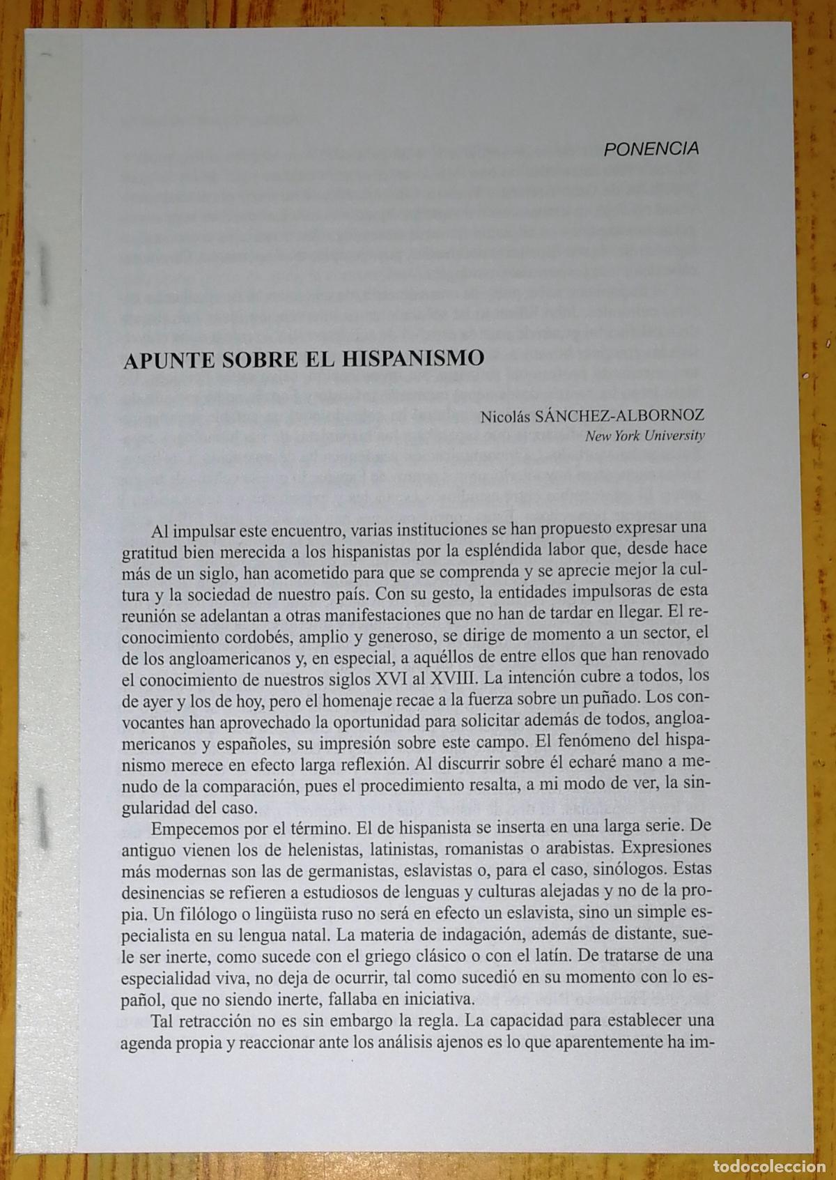 Collection Magazines and Newspapers: SEPARATA. APUNTE SOBRE EL HISPANISMO / Nicol&aacute;s S&aacute;nchez-Albornoz. - Cajasur