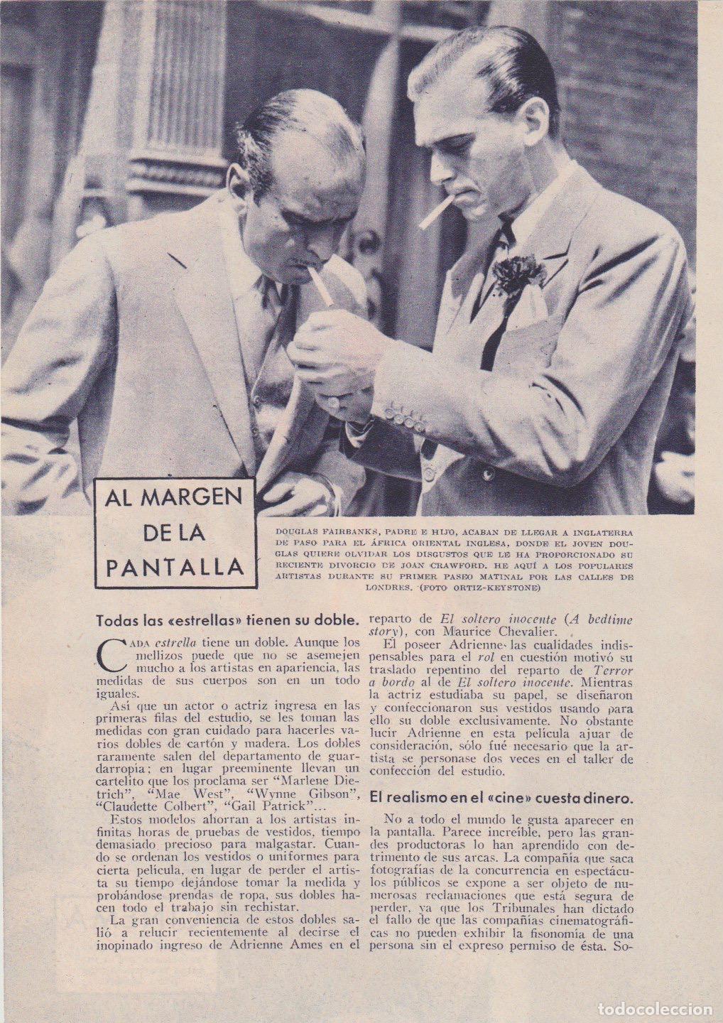 Coleccionismo de Revistas y Peri&oacute;dicos: * CINE * Douglas Fairbanks, Elliot Roosevelt, Gary Cooper, Nils Asther, Elizabeth Allan -1933