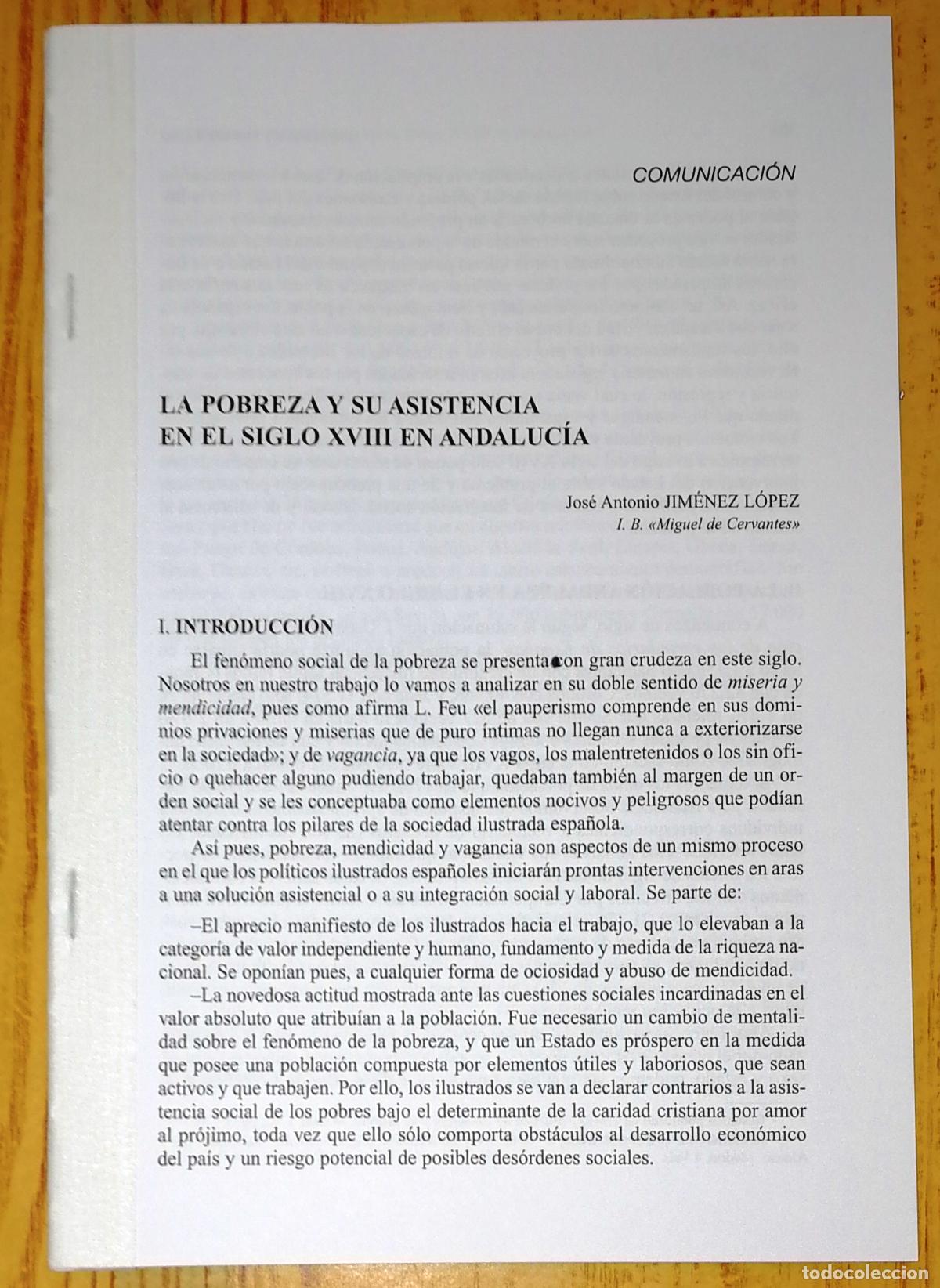 Coleccionismo de Revistas y Peri&oacute;dicos: SEPARATA. LA POBREZA Y SU ASISTENCIA EN EL SIGLO XVIII EN ANDALUC&Iacute;A / Jos&eacute; Antonio Jim&eacute;nez L&oacute;pez