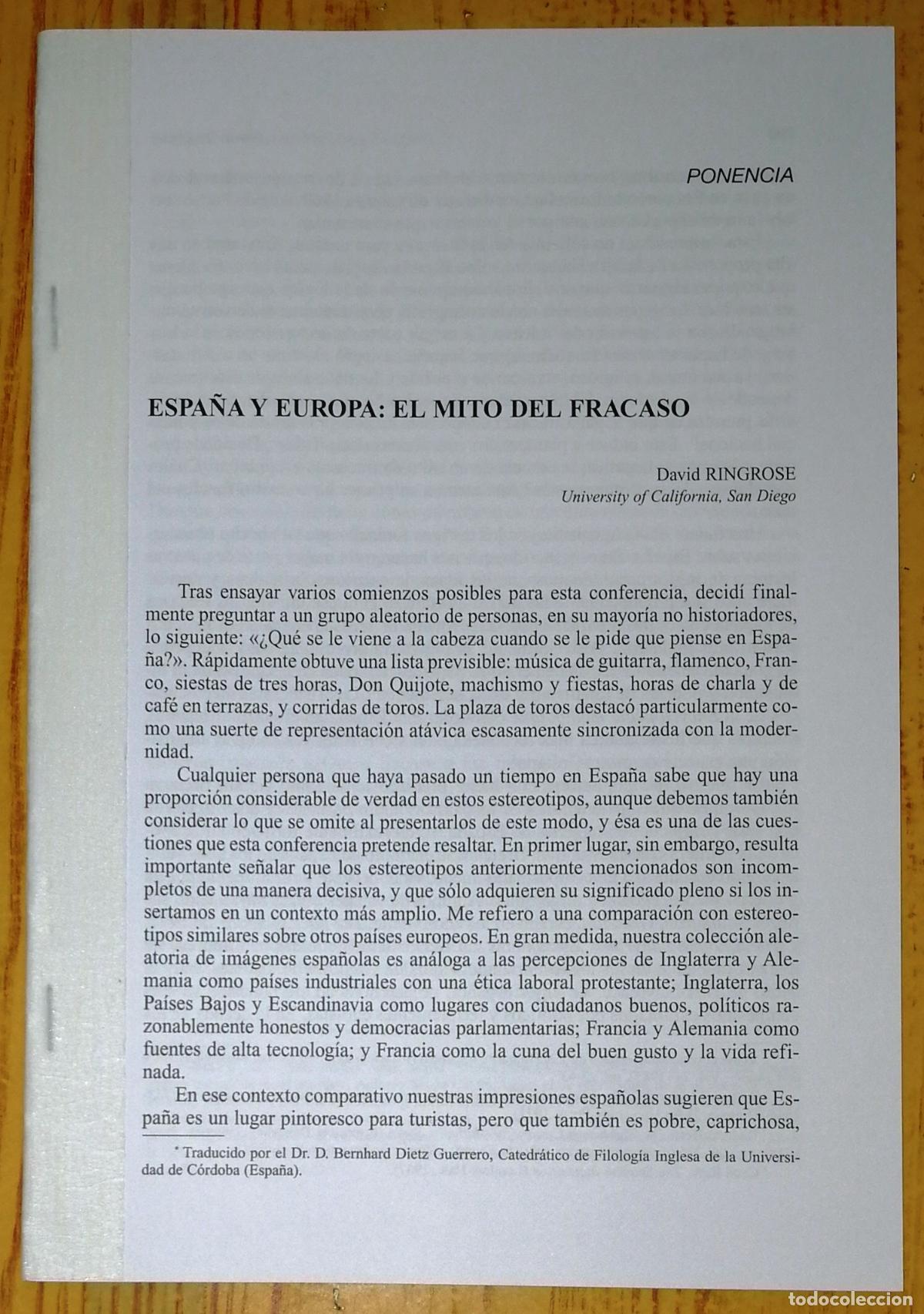Coleccionismo de Revistas y Peri&oacute;dicos: SEPARATA. ESPA&Ntilde;A Y EUROPA: EL MITO DEL FRACASO / David R. Ringrose. - Cajasur