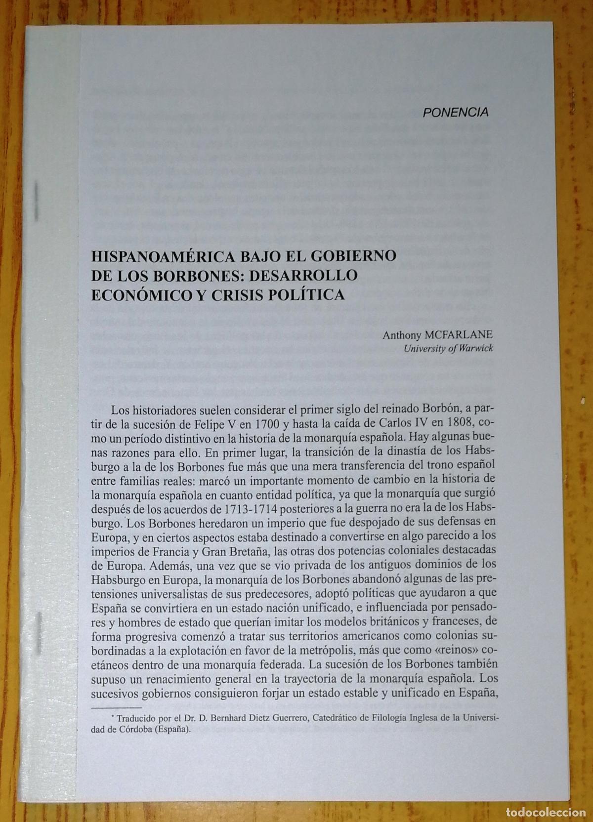 Collection Magazines and Newspapers: SEPARATA. HISPANOAM&Eacute;RICA BAJO EL GOBIERNO DE LOS BORBONES... / Anthony McFarlane