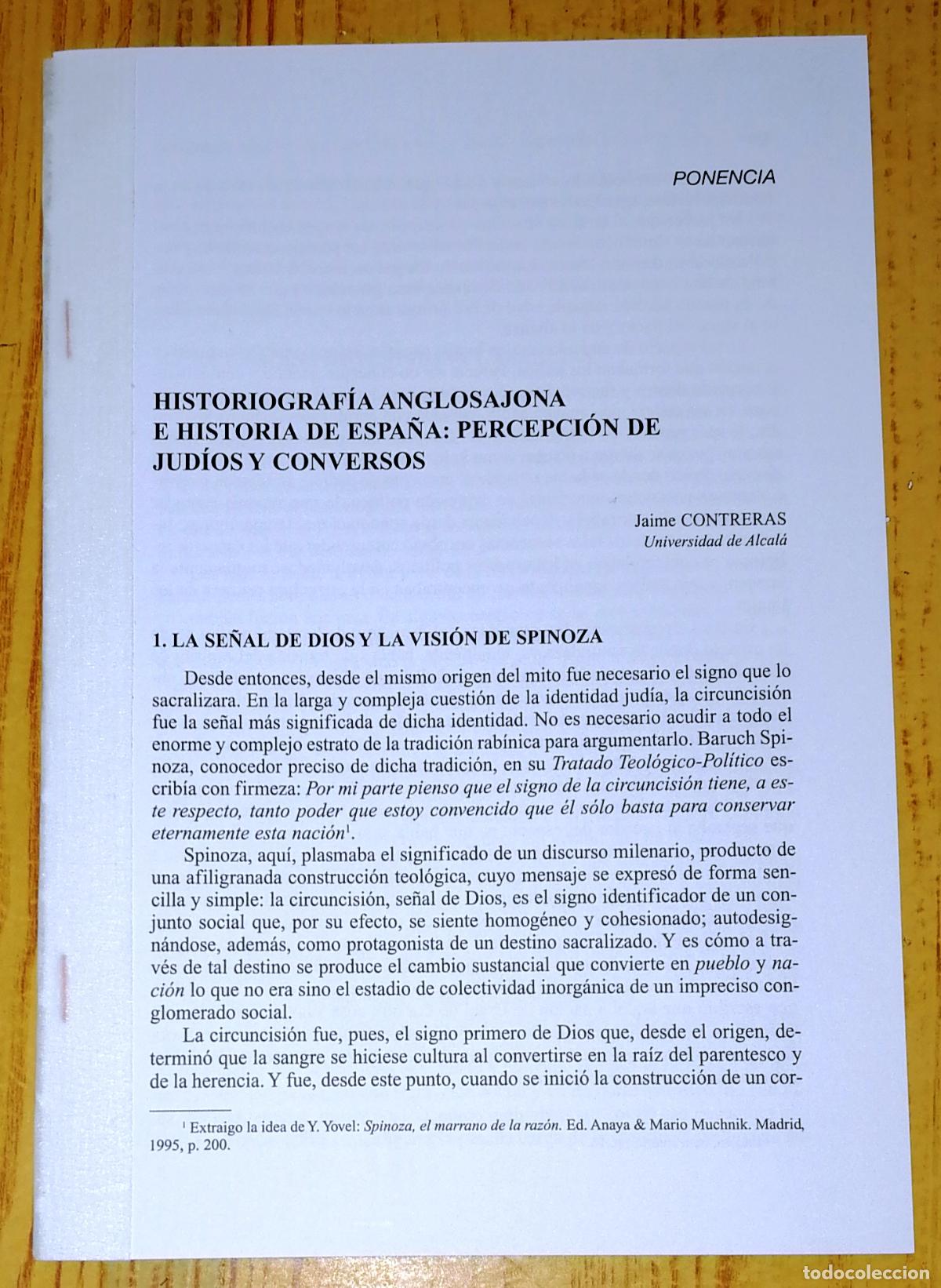 Sammeln von Zeitschriften und Zeitungen: SEPARATA. HISTORIOGRAF&Iacute;A ANGLOSAJONA HISTORIA ESPA&Ntilde;A: PERCEPCI&Oacute;N JUD&Iacute;OS Y CONVERSOS / Jaime Contrera