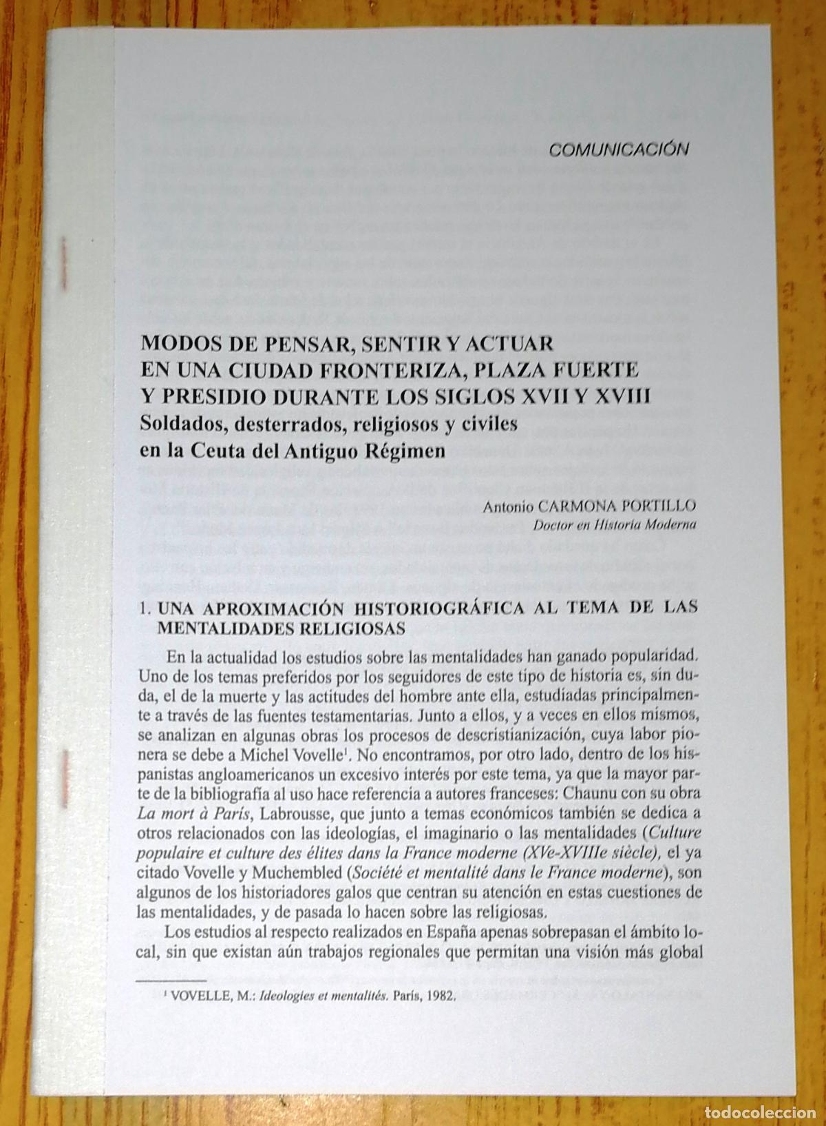Sammeln von Zeitschriften und Zeitungen: SEPARATA. MODOS DE PENSAR, SENTIR Y ACTUAR EN CIUDAD FRONTERIZA PLAZA FUERTE Y PRESIDIO SIGLOS XVII