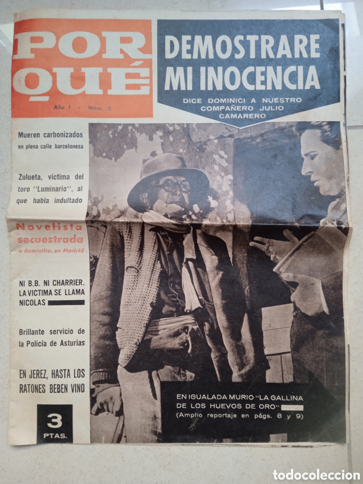 Coleccionismo de Revistas y Peri&oacute;dicos: Revista POR QUE A&ntilde;o I n&deg;2 5/10/1960 Brigitte Bardo Zulueta toro Luminario