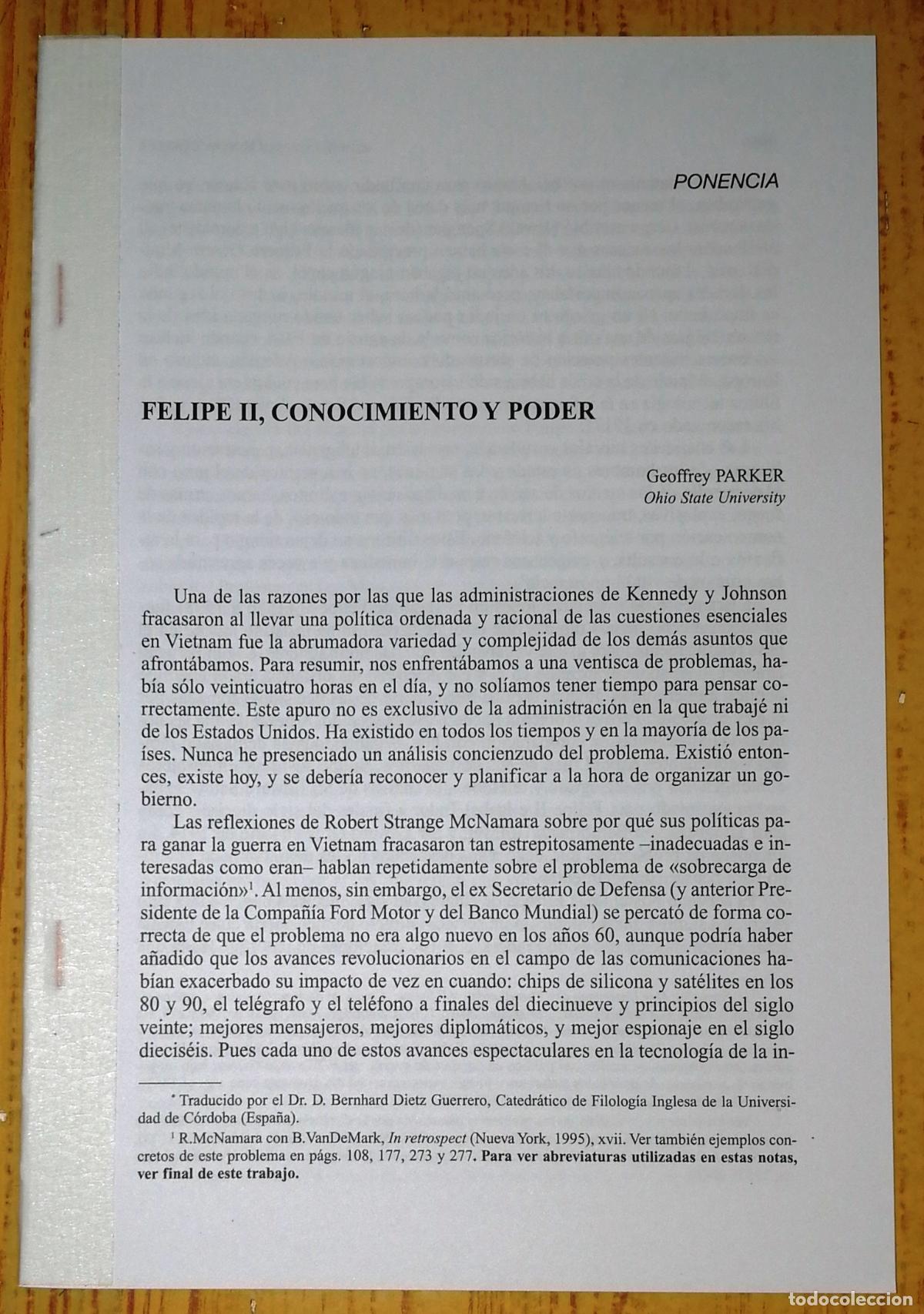 Coleccionismo de Revistas y Peri&oacute;dicos: SEPARATA. FELIPE II: CONOCIMIENTO Y PODER / Geoffrey Parker. - Cajasur