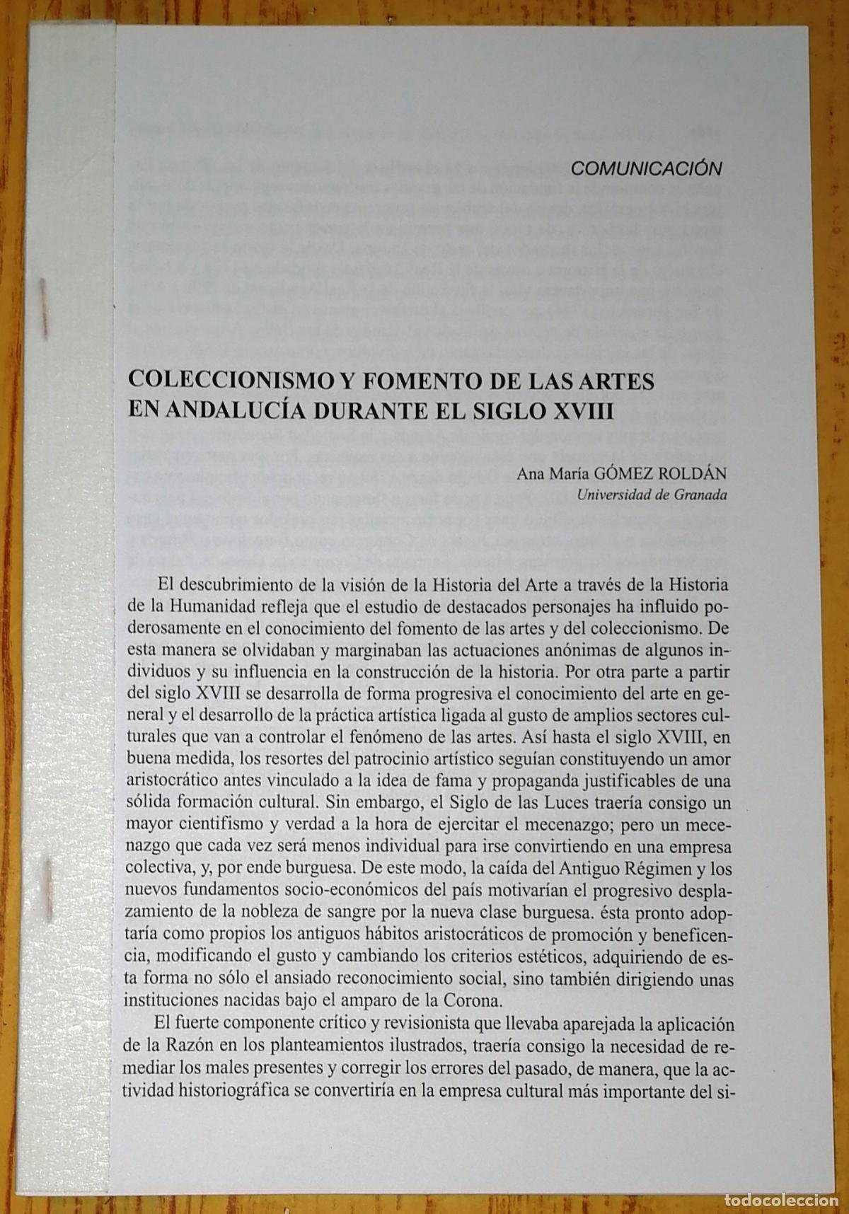 Collezionismo di Riviste e Giornali: SEPARATA. COLECCIONISMO Y FOMENTO DE LAS ARTES EN ANDALUC&Iacute;A DURANTE EL SIGLO XVIII / Ana Mar&iacute;a G&oacute;mez