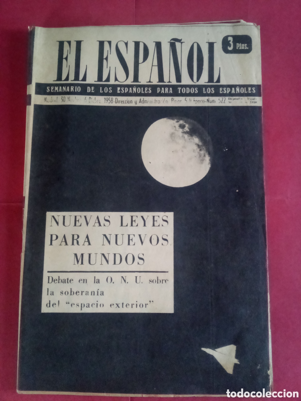 Coleccionismo de Revistas y Peri&oacute;dicos: PERI&Oacute;DICO EL ESPA&Ntilde;OL N. 522 - 30 NOVIEMBRE A 6 DICIEMBRE 1958