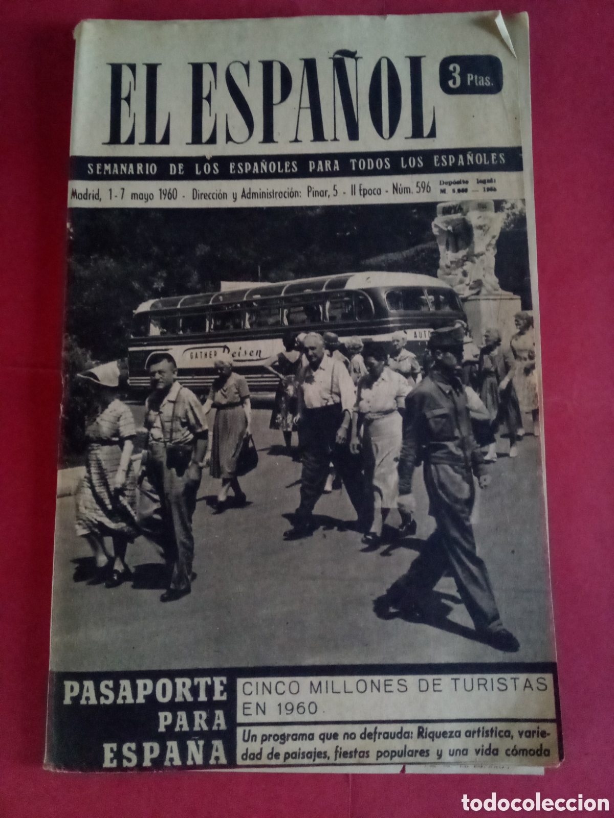 Coleccionismo de Revistas y Peri&oacute;dicos: PERI&Oacute;DICO EL ESPA&Ntilde;OL N. 596 - 1 AL 7 MAYO 1960
