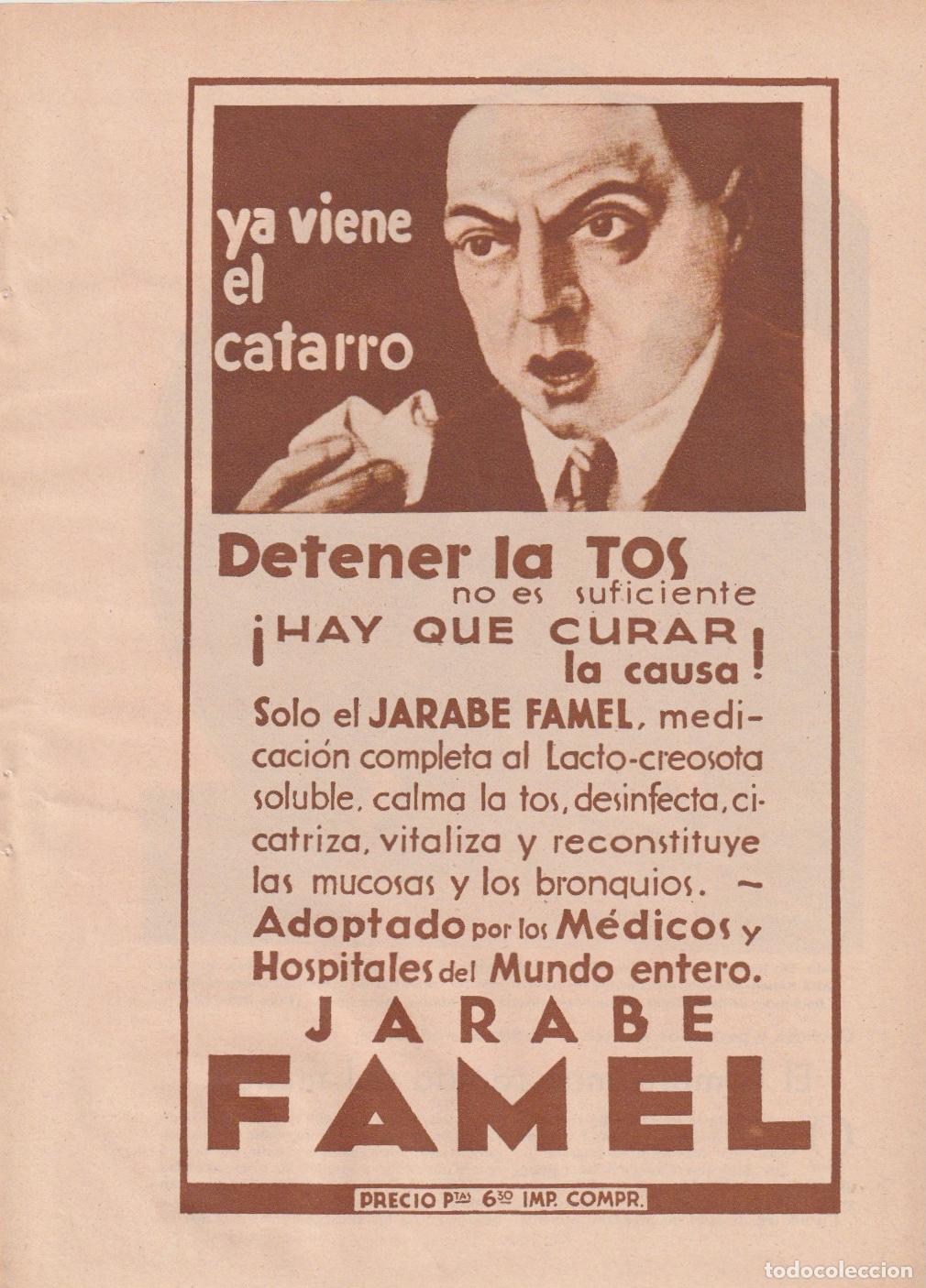 Coleccionismo de Revistas y Peri&oacute;dicos: Publicidad farmacia: jarabe FAMEL -1935
