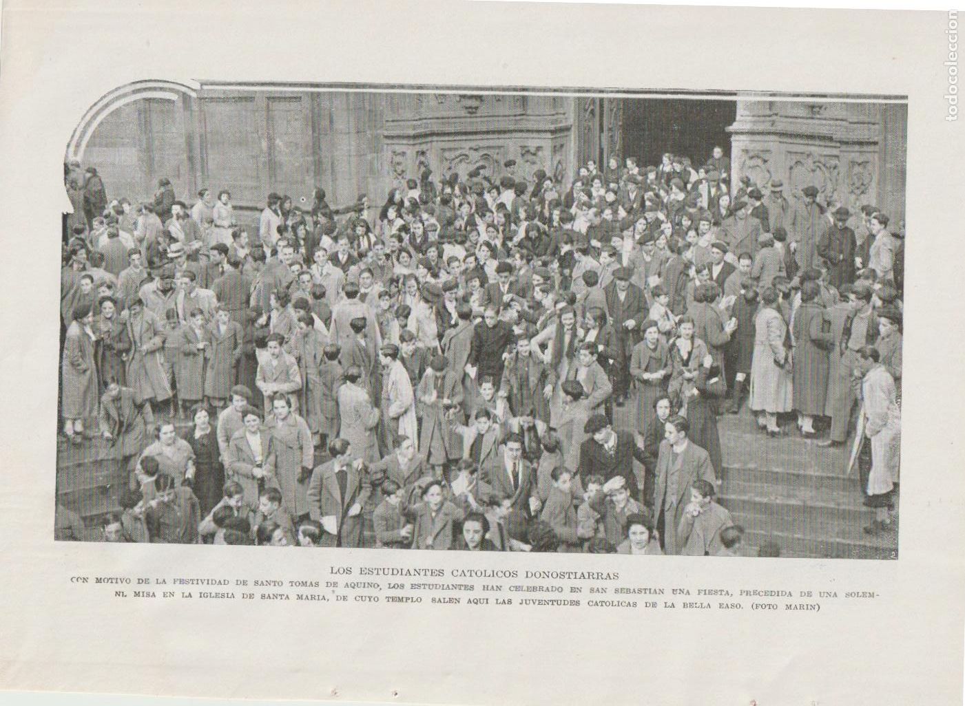 Sammeln von Zeitschriften und Zeitungen: * SAN SEBASTI&Aacute;N * Fiesta de Santo Tom&aacute;s de Aquino, estudiantes, misa en Santa Mar&iacute;a - 1935